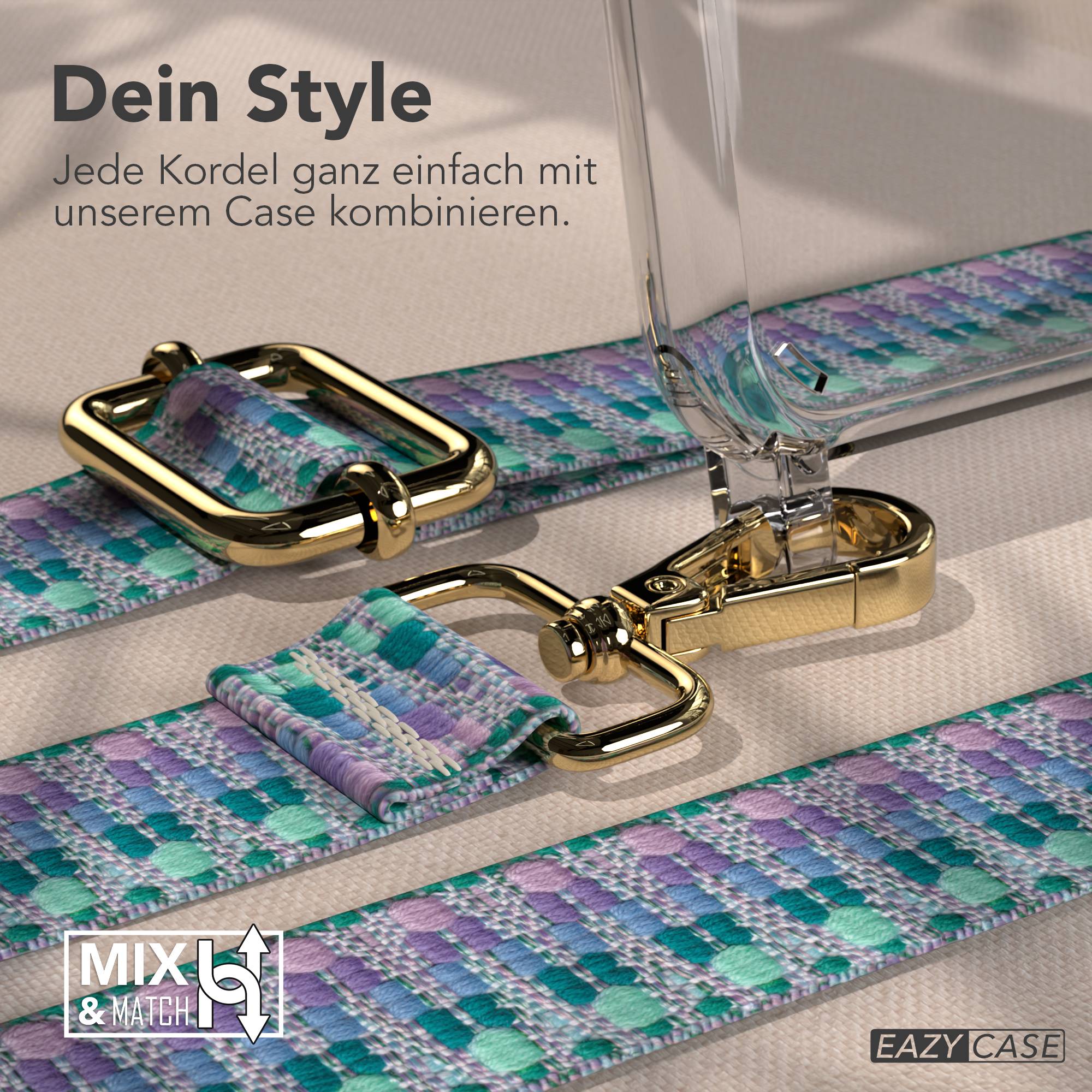 iPhone 11 Handykette verstellbar mit Boho Band Polyester Metallapplikationen