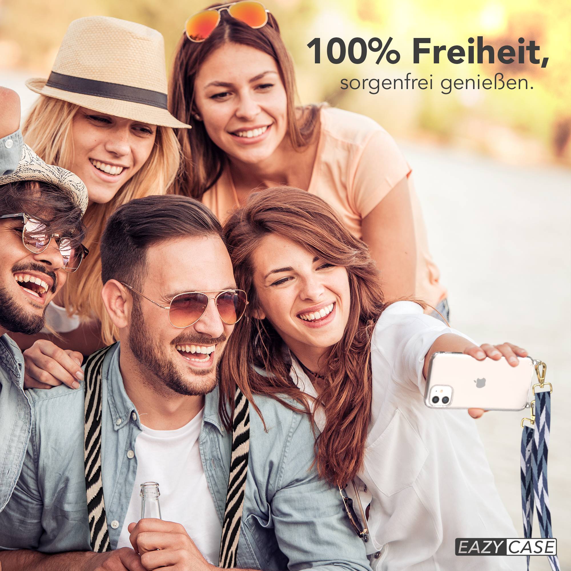 iPhone 11 Handykette verstellbar mit Boho Band Polyester Metallapplikationen