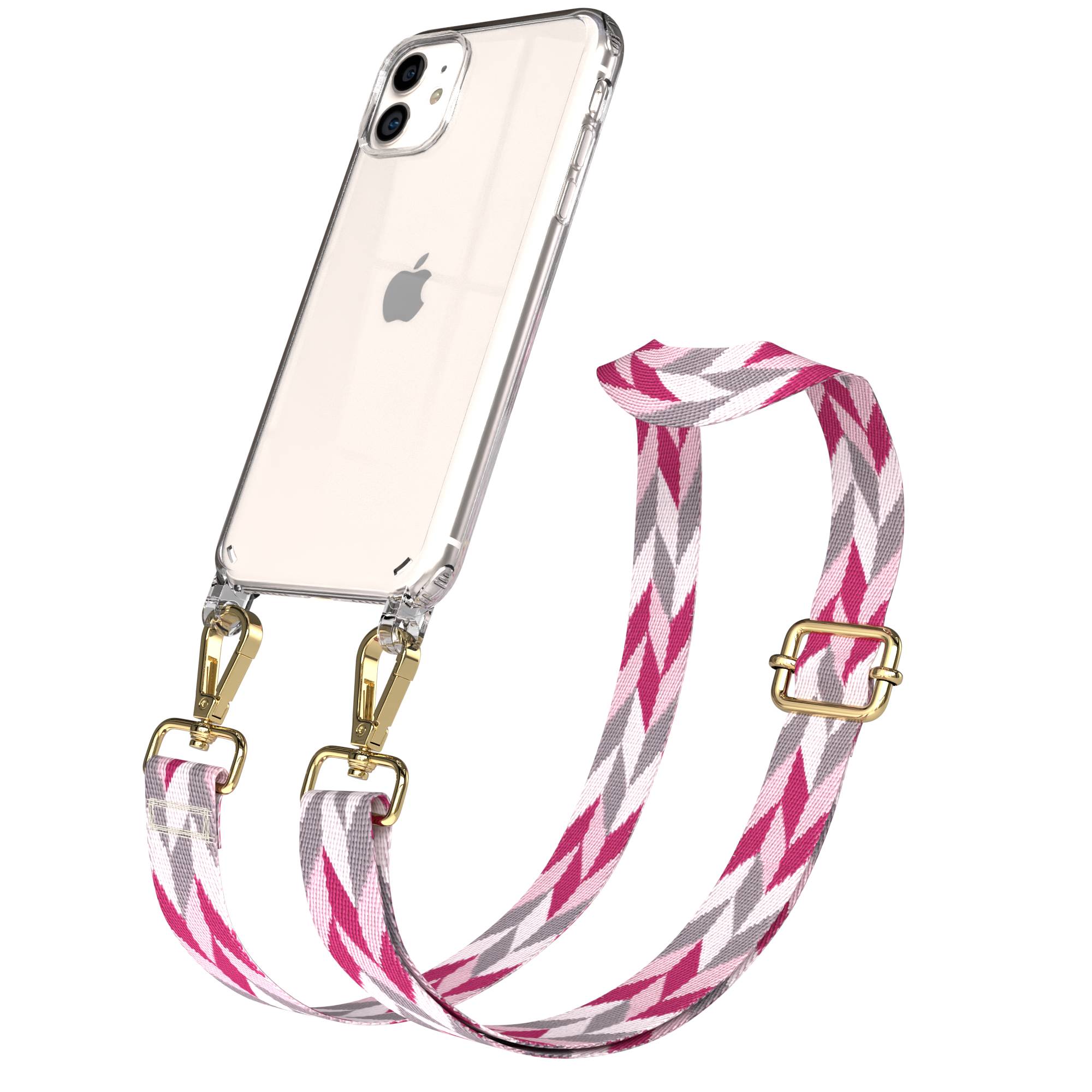 iPhone 11 Handykette verstellbar mit Boho Band Polyester Metallapplikationen