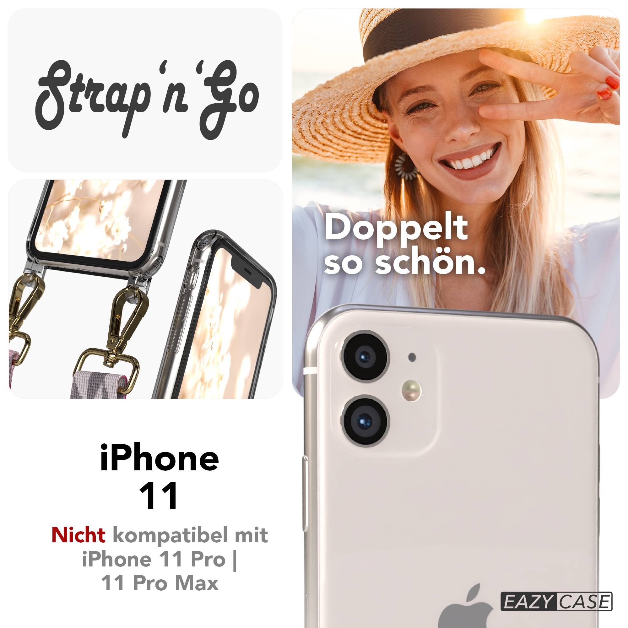 iPhone 11 Handykette verstellbar mit Boho Band Polyester Metallapplikationen