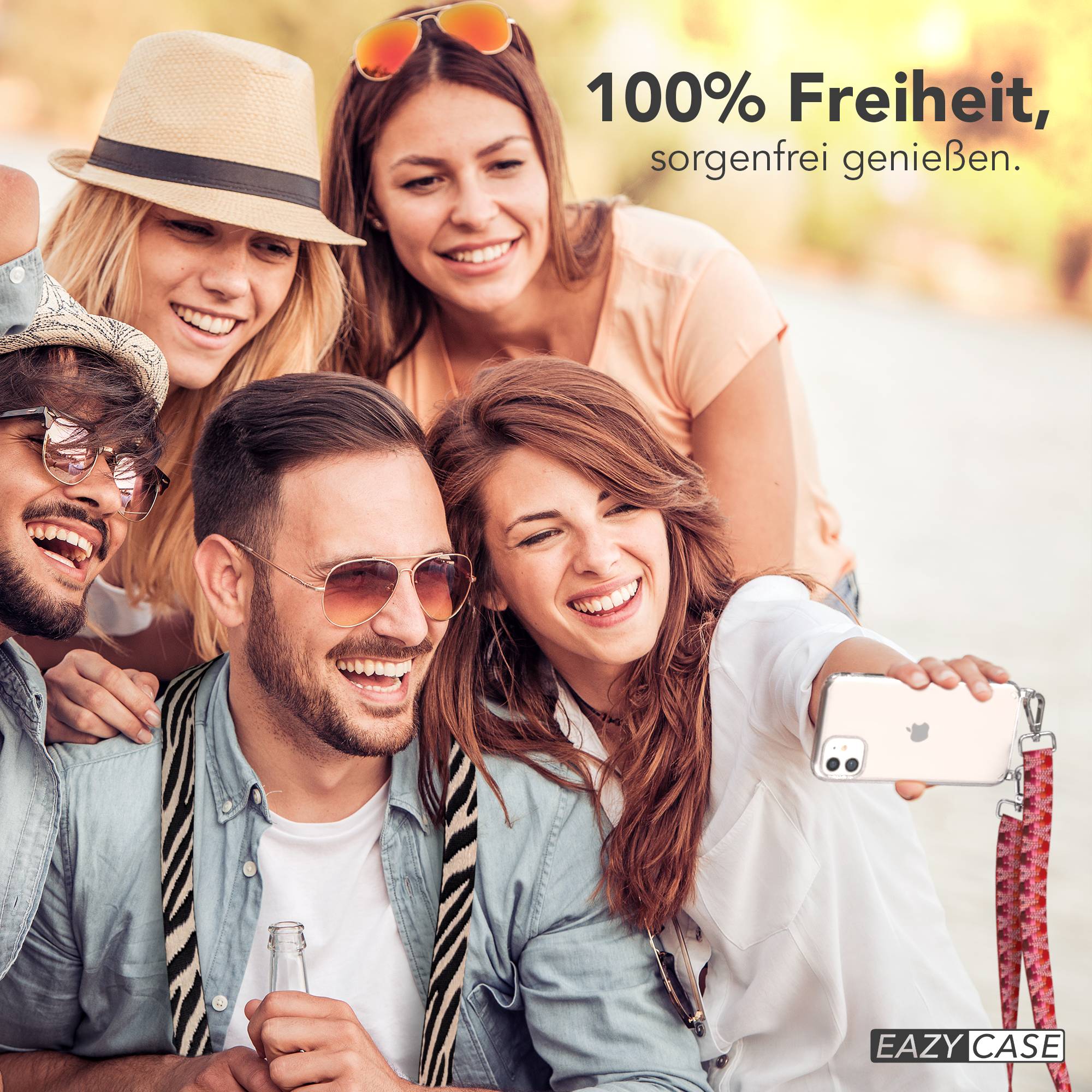 iPhone 11 Handykette verstellbar mit Boho Band Polyester Metallapplikationen