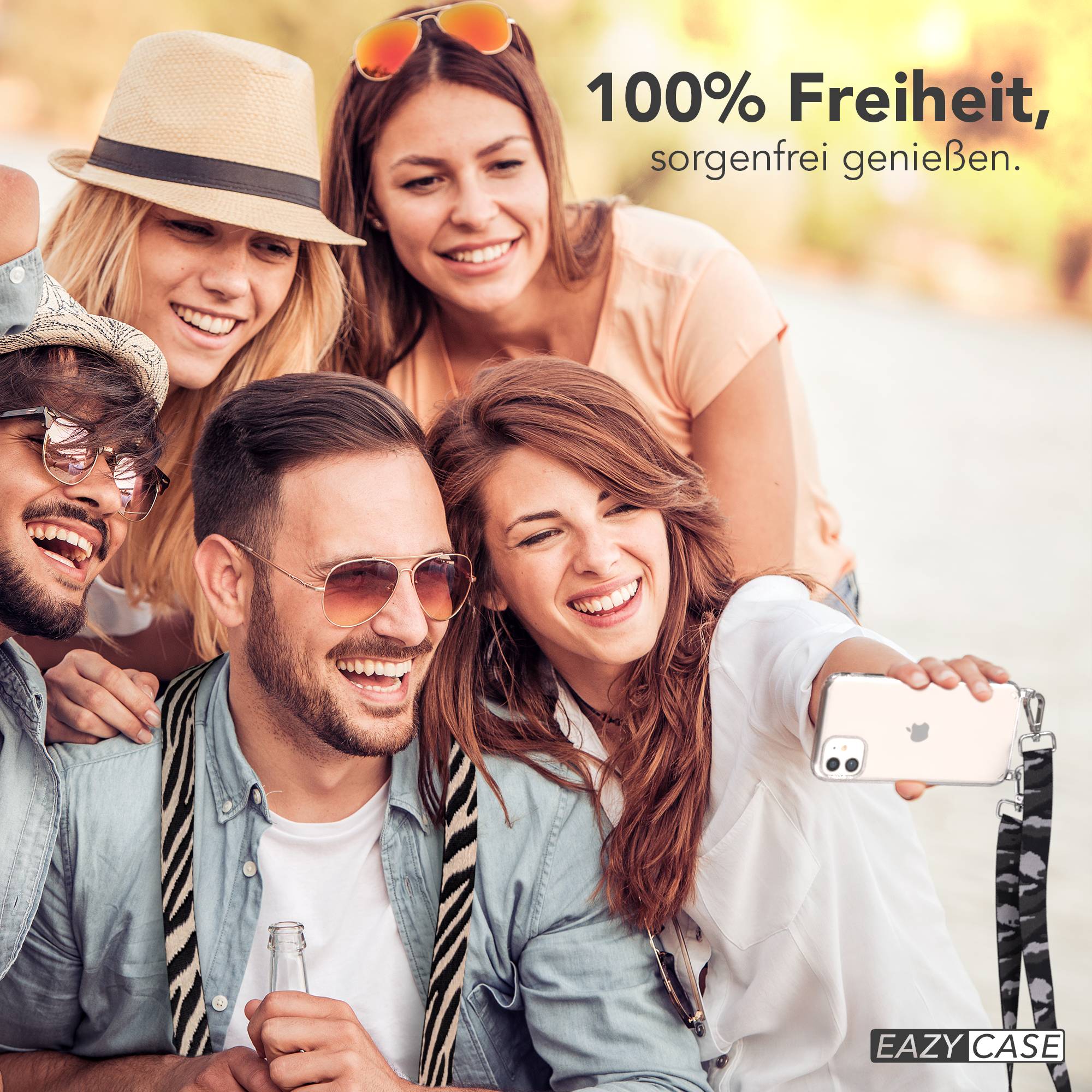 iPhone 11 Handykette verstellbar mit Boho Band Polyester Metallapplikationen