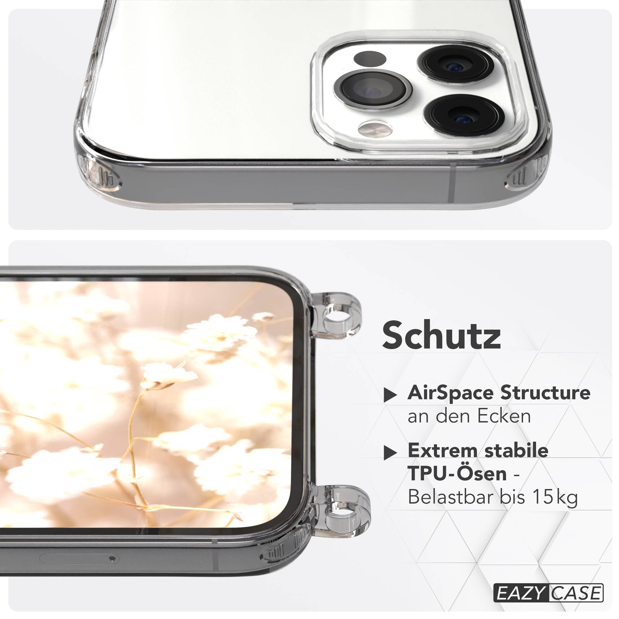 iPhone 12 Pro Max Handykette mit verstellbarem Boho Band von EAZY CASE #farbe_rosa-camouflage-metallfarbe-gold