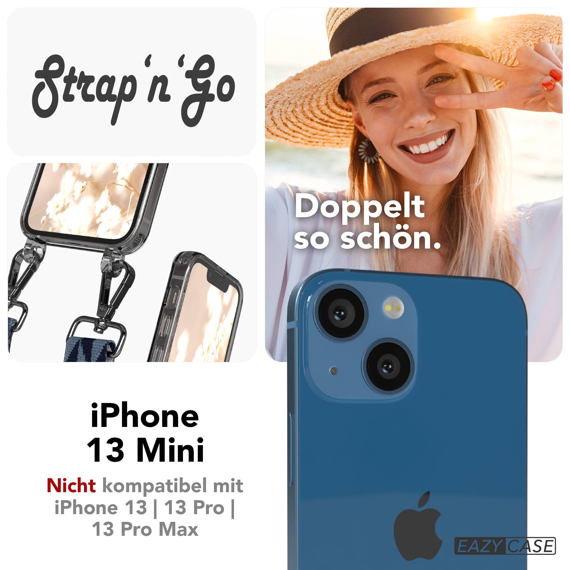iPhone 13 Mini Handykette mit verstellbarem Band und Boho Design