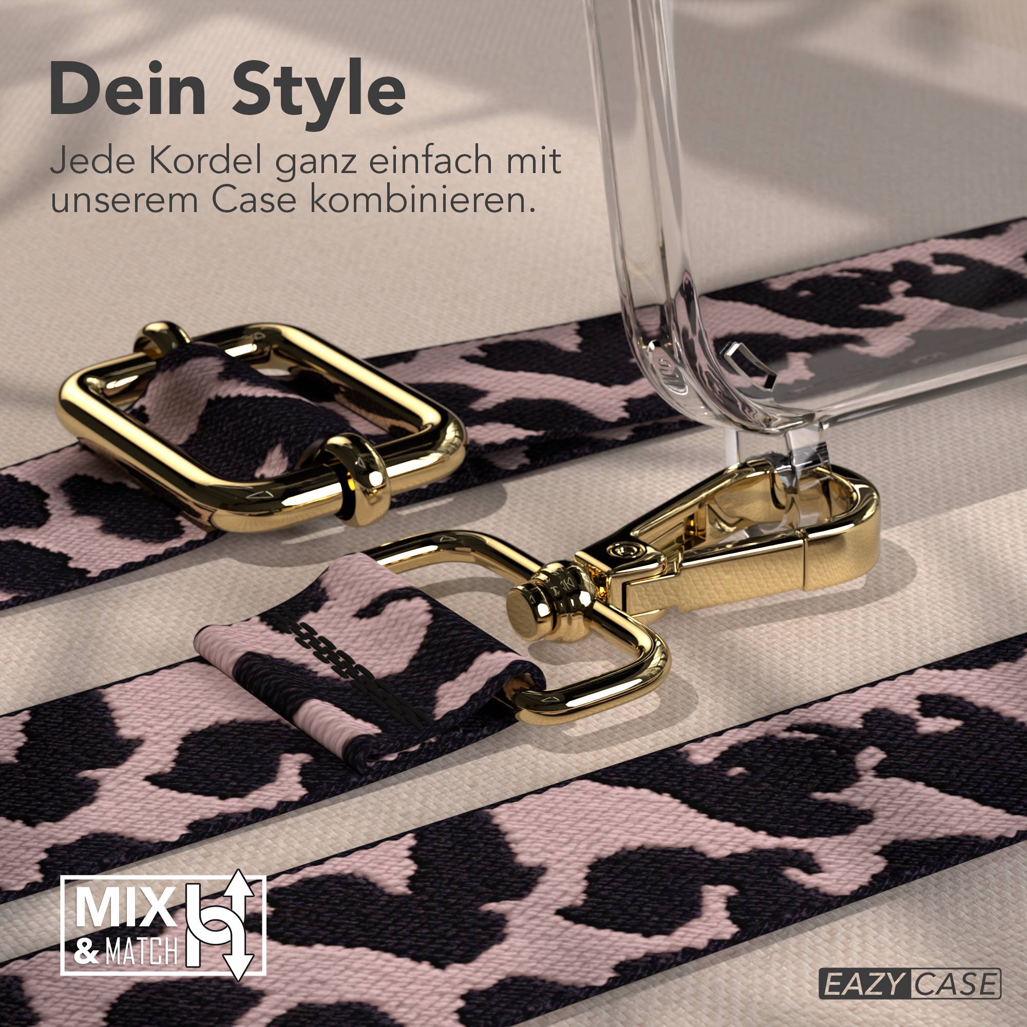 iPhone 13 Handykette mit verstellbarem Boho Band von EAZY CASE #farbe_rosa-camouflage-metallfarbe-gold