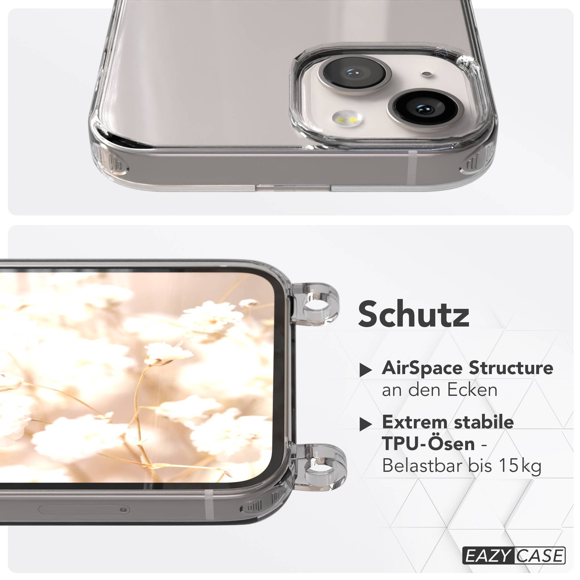 iPhone 13 Handykette mit verstellbarem Boho Band von EAZY CASE #farbe_rosa-camouflage-metallfarbe-gold