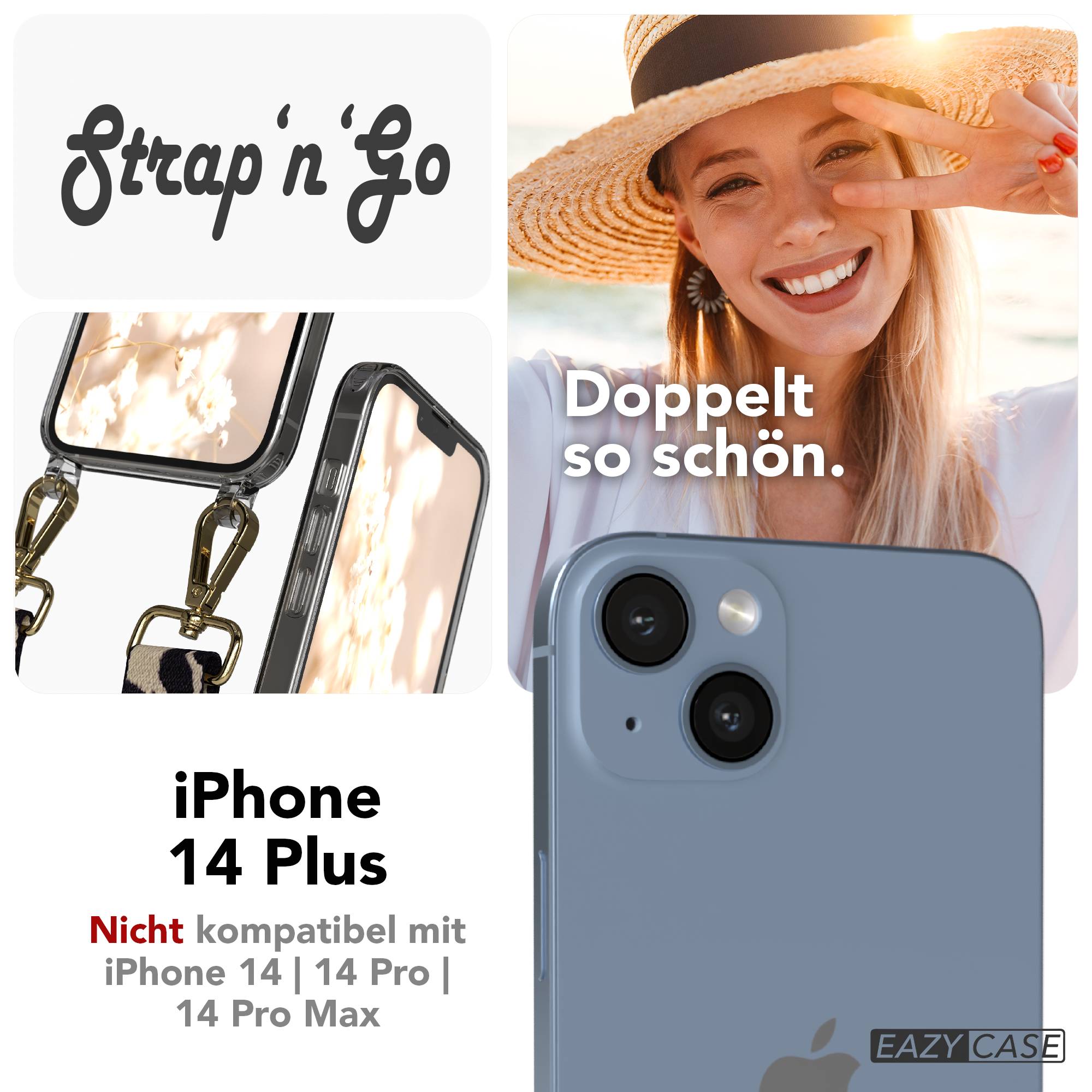 iPhone 14 Plus Handykette mit Boho Band verstellbarer Trageriemen