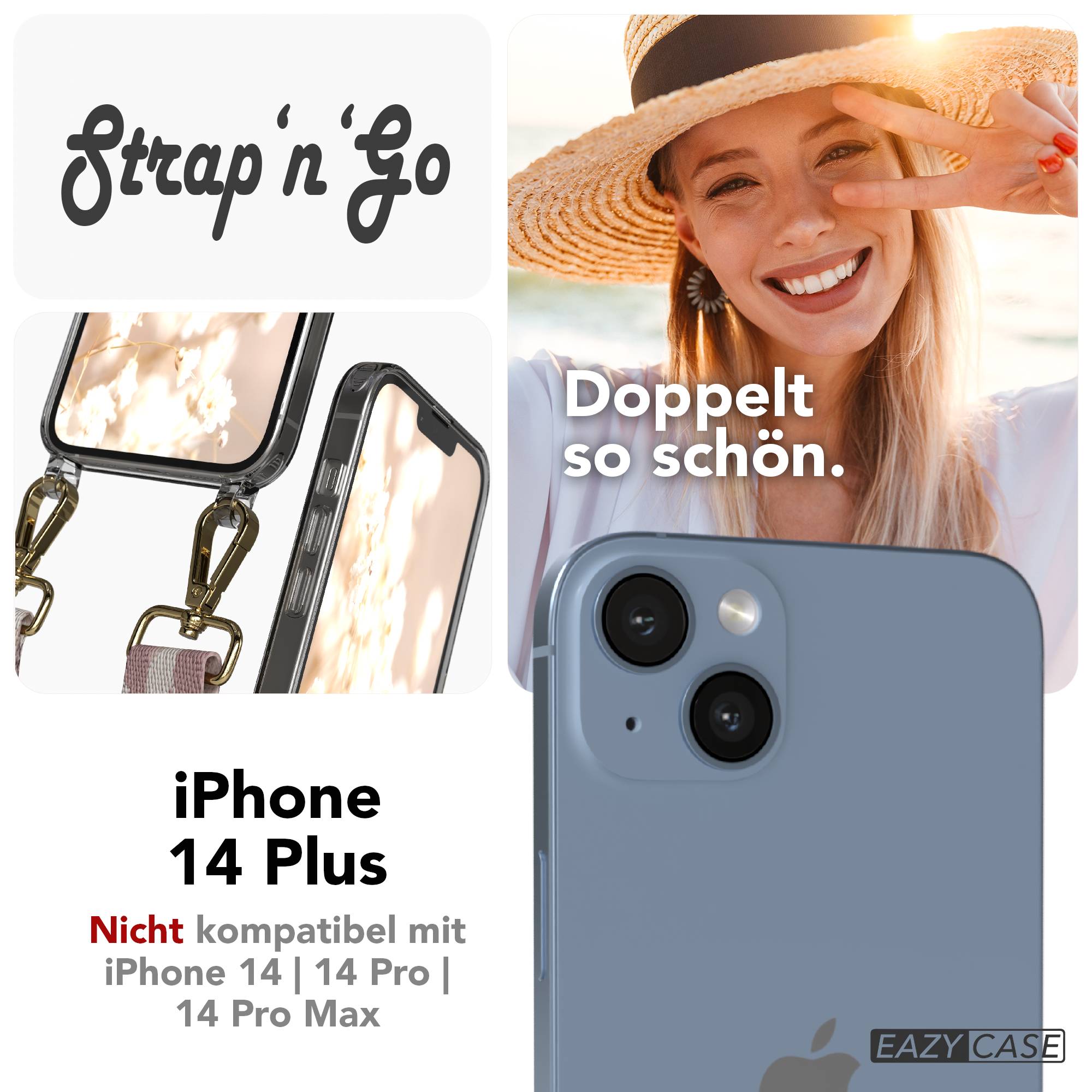 iPhone 14 Plus Handykette mit Boho Band verstellbarer Trageriemen