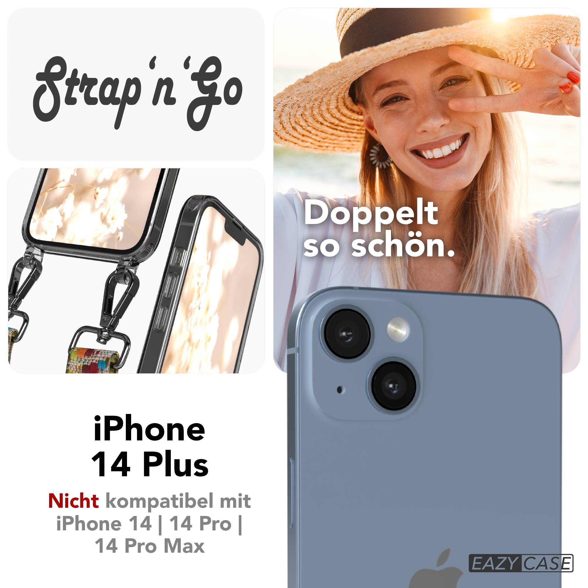iPhone 14 Plus Handykette mit Boho Band verstellbarer Trageriemen