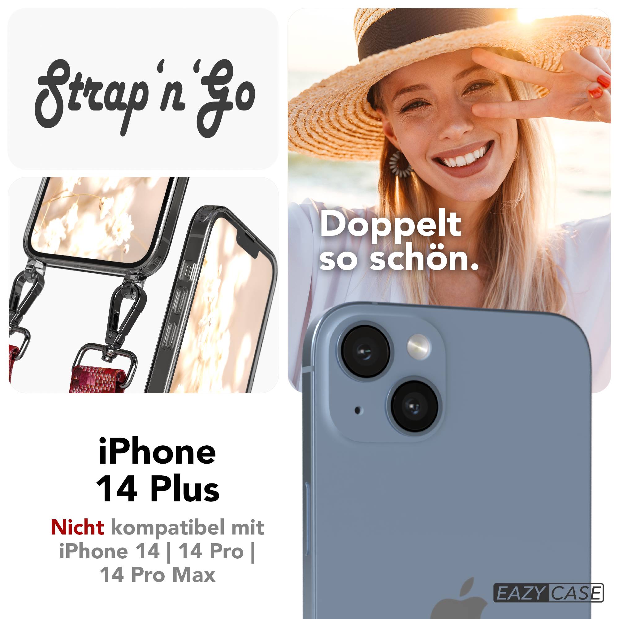 iPhone 14 Plus Handykette mit Boho Band verstellbarer Trageriemen