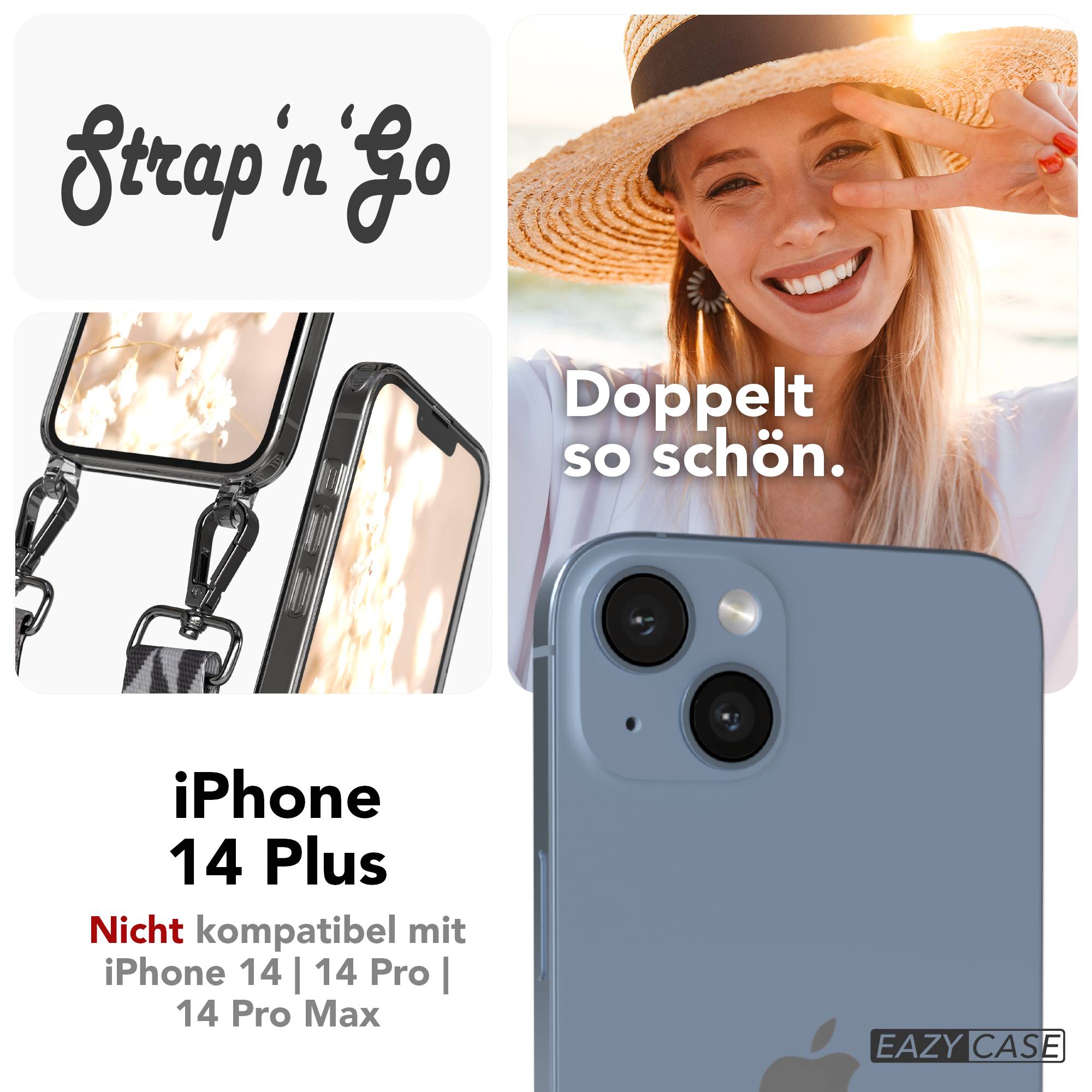 iPhone 14 Plus Handykette mit Boho Band verstellbarer Trageriemen