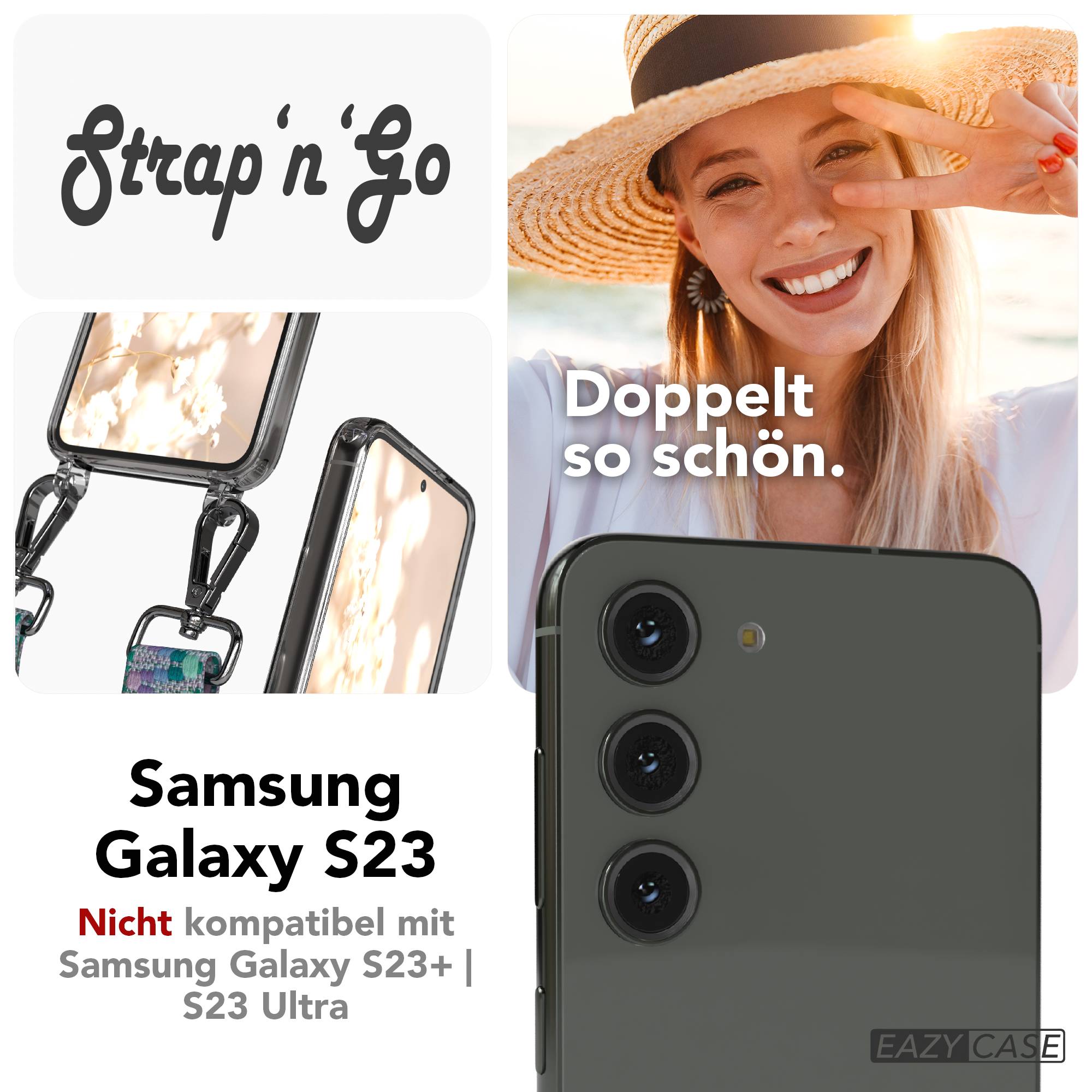 Samsung Galaxy S23 Handykette mit Boho Band und verstellbarem Riemen