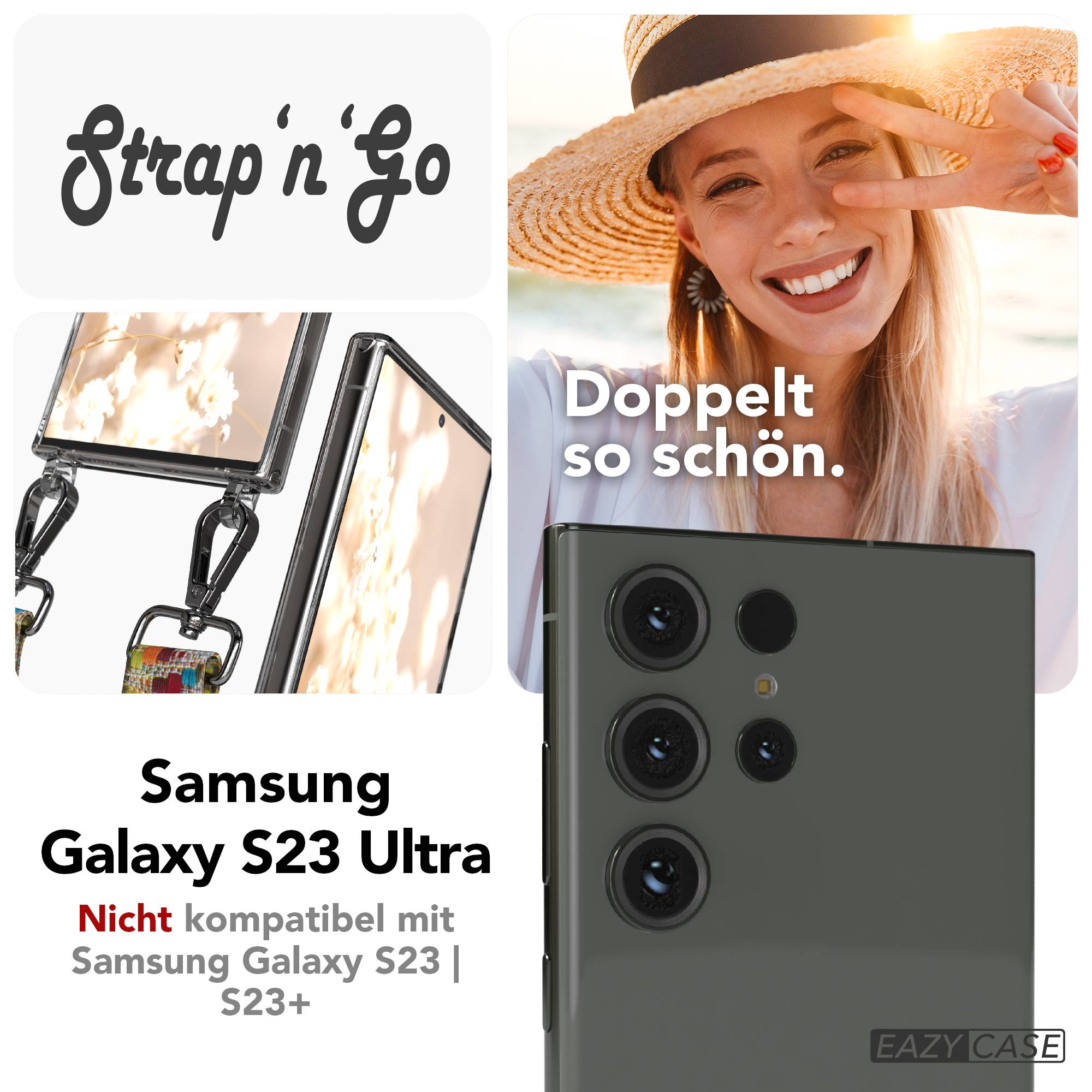 Samsung Galaxy S23 Ultra Handykette mit Boho Band verstellbar