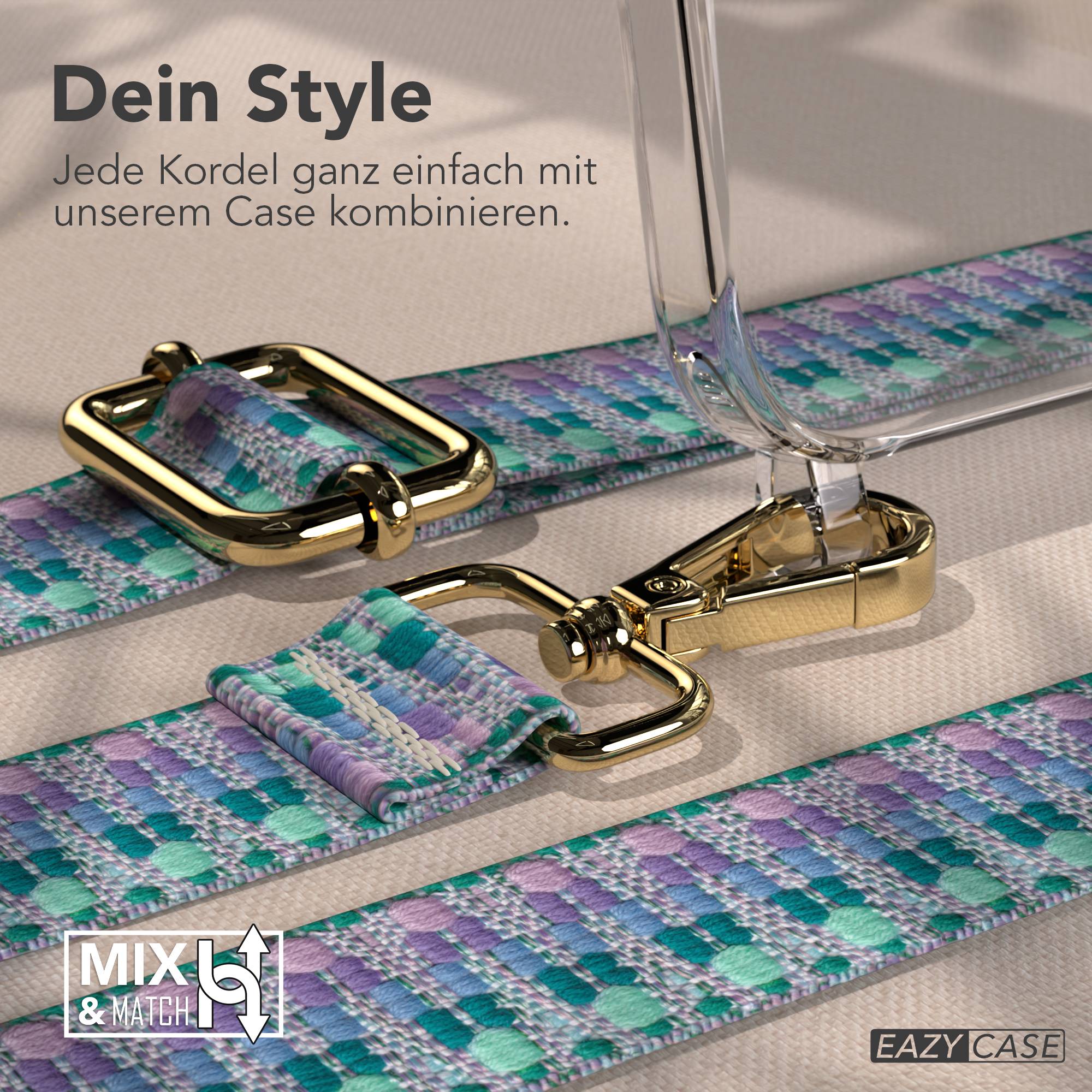 Apple iPhone 15 Handykette mit verstellbarem Boho Band zum Umhängen