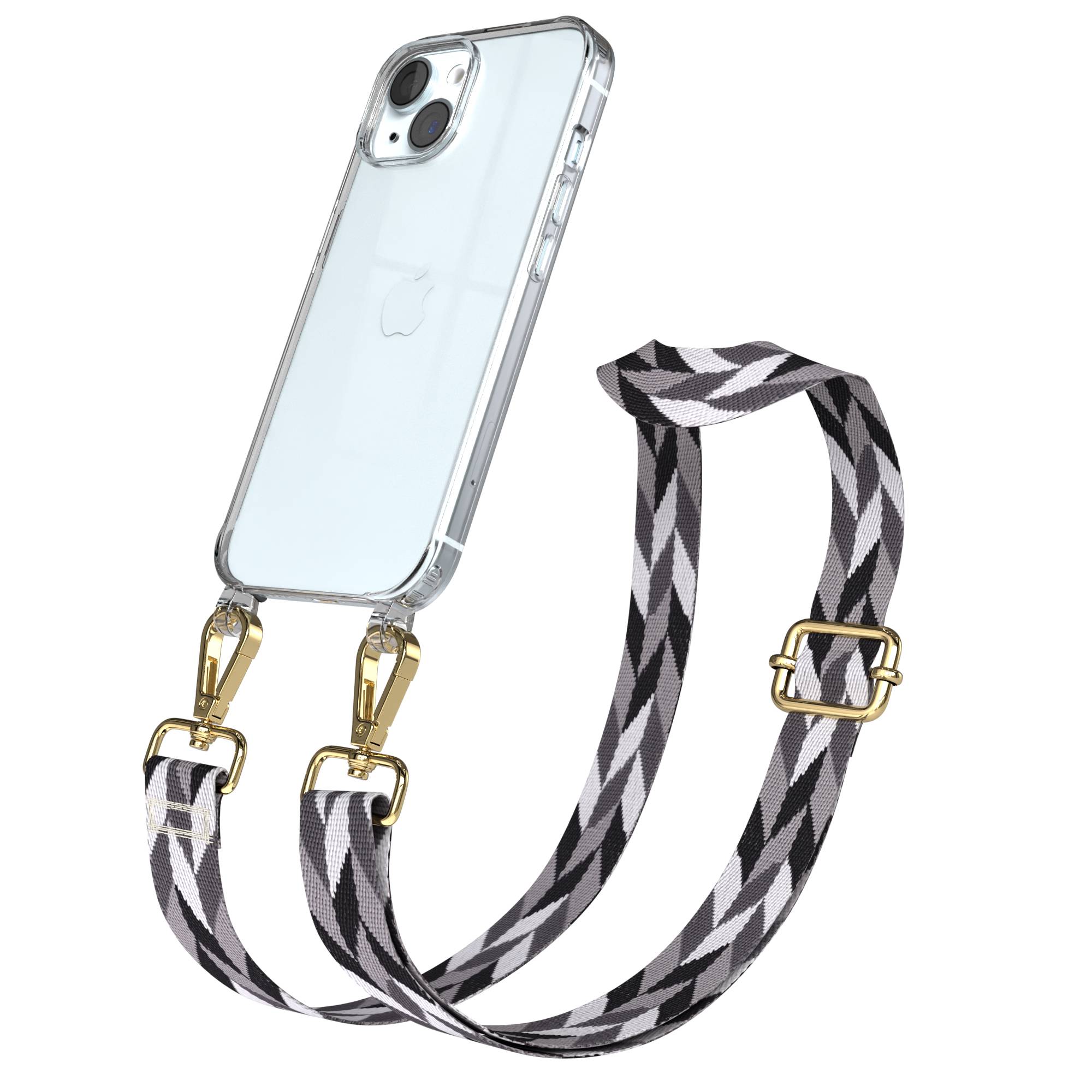Apple iPhone 15 Handykette mit verstellbarem Boho Band zum Umhängen