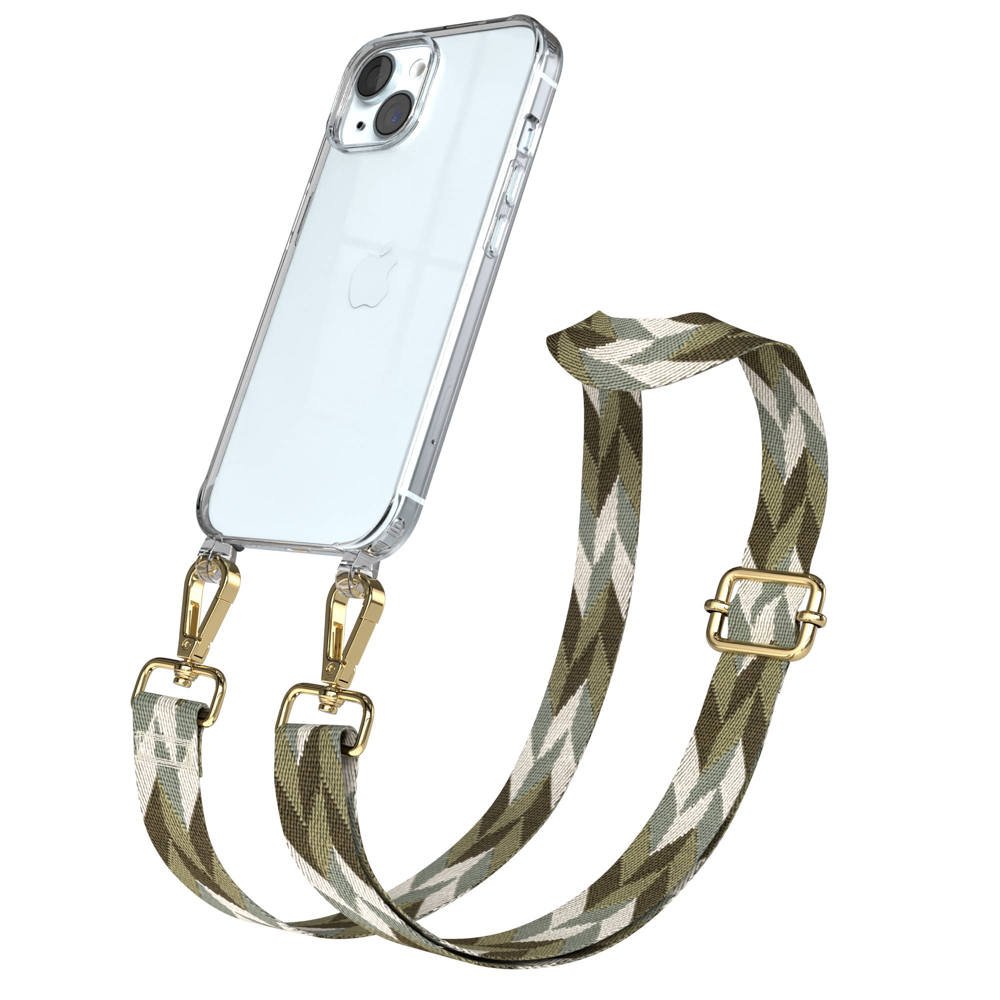 Apple iPhone 15 Handykette mit verstellbarem Boho Band zum Umhängen