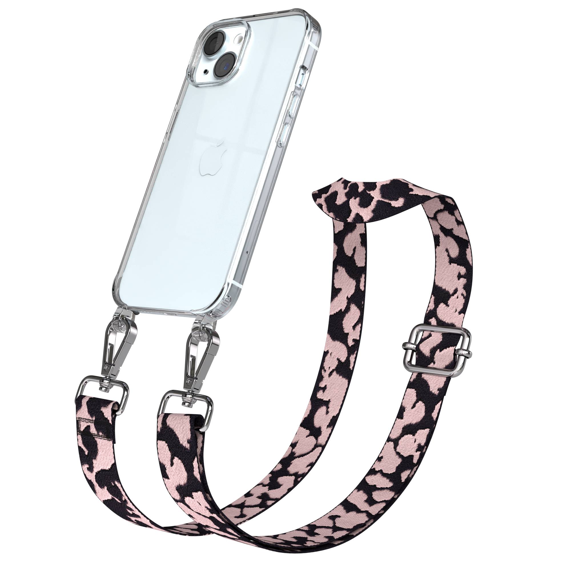 Apple iPhone 15 Handykette mit verstellbarem Boho Band zum Umhängen