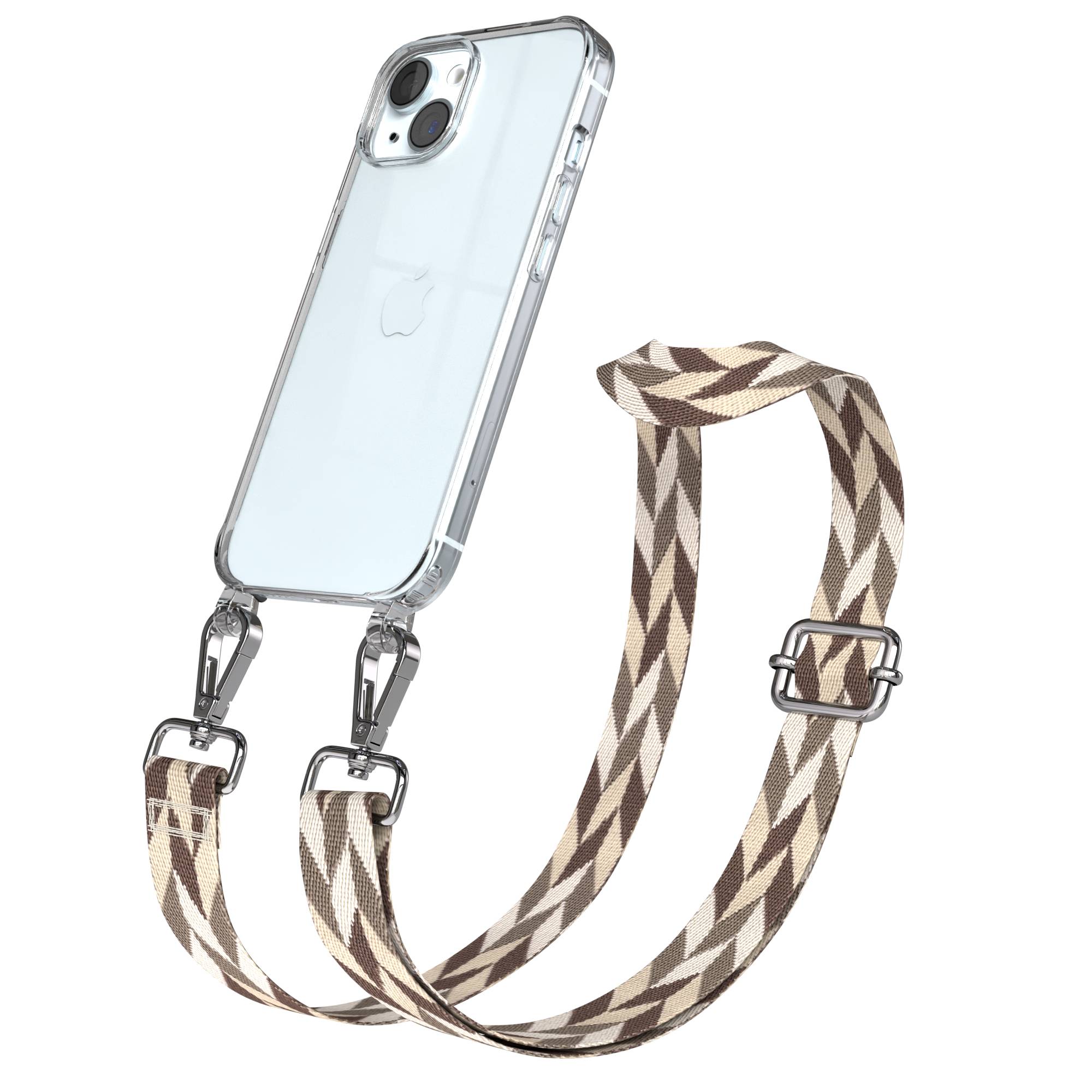 Apple iPhone 15 Handykette mit verstellbarem Boho Band zum Umhängen
