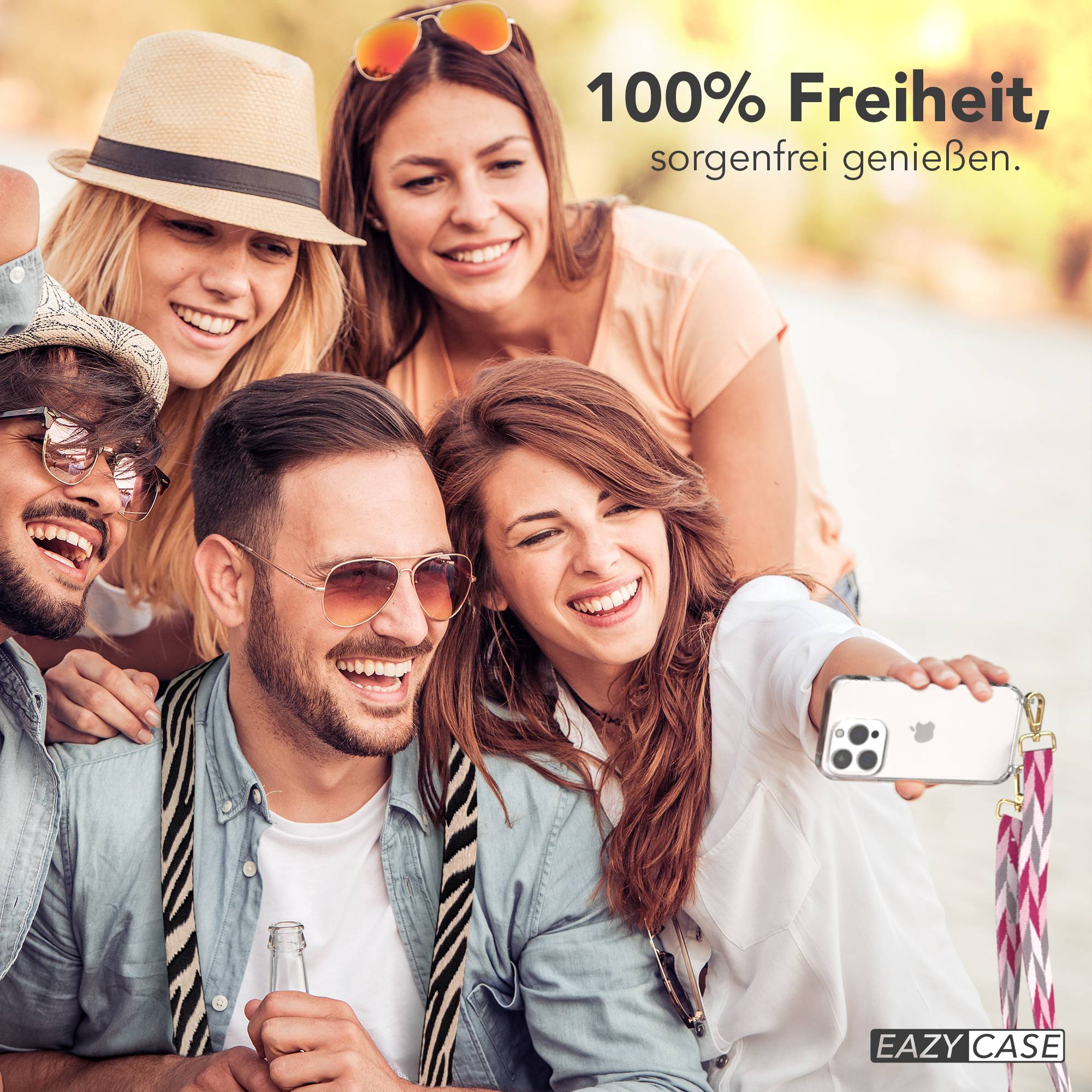 iPhone 15 Pro Handykette mit verstellbarem Trageriemen Boho Design