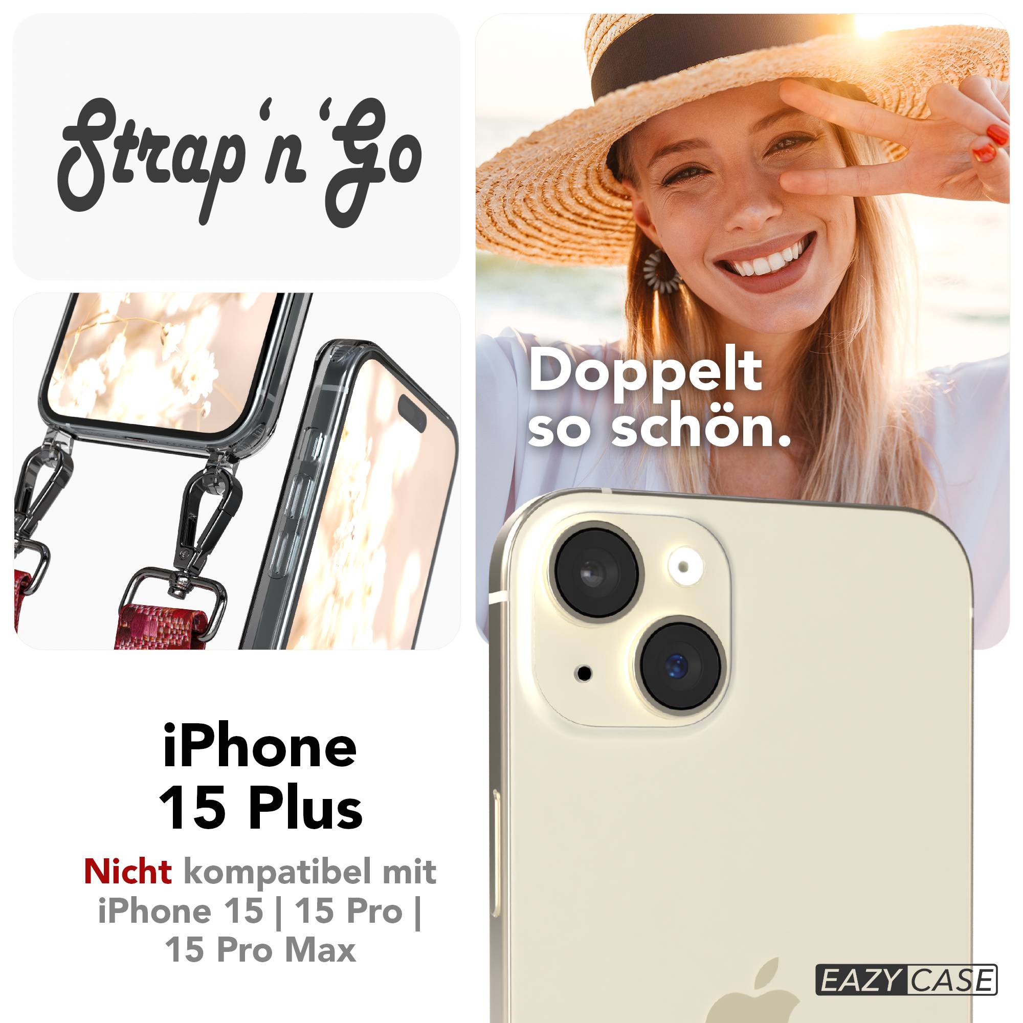 iPhone 15 Plus Handykette verstellbar mit Boho Band Design EAZY CASE