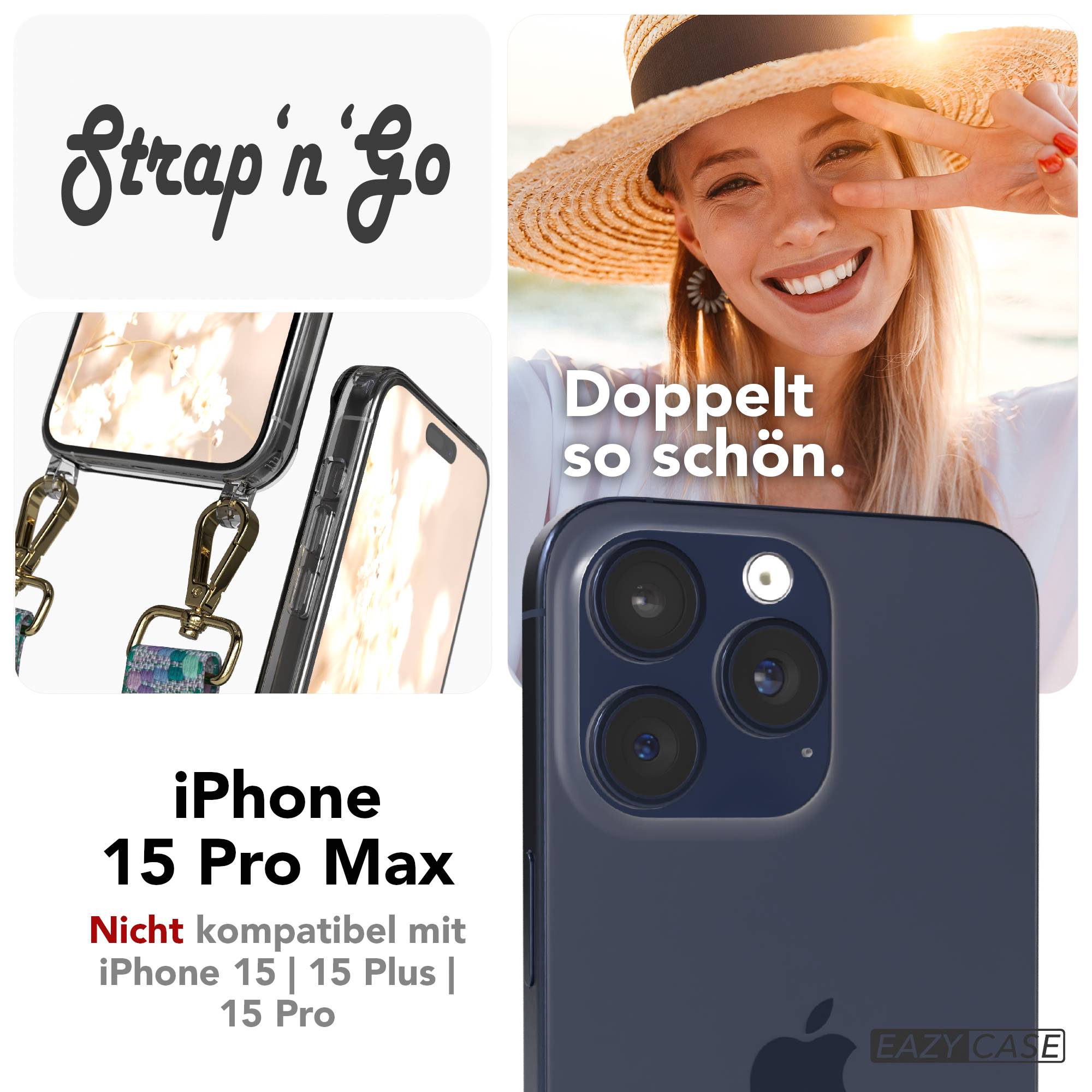 iPhone 15 Pro Max Handykette mit verstellbarem Boho Band Set