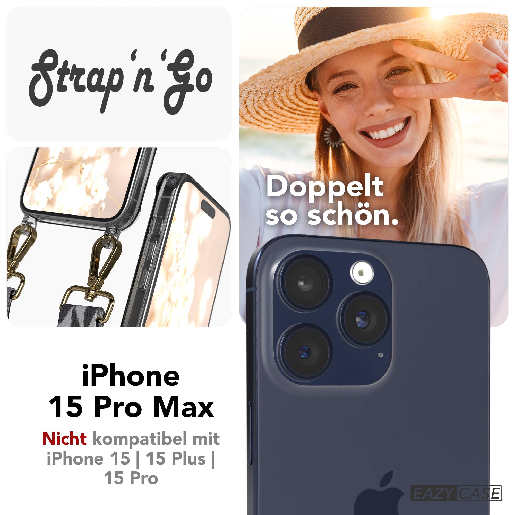 iPhone 15 Pro Max Handykette mit verstellbarem Boho Band Set