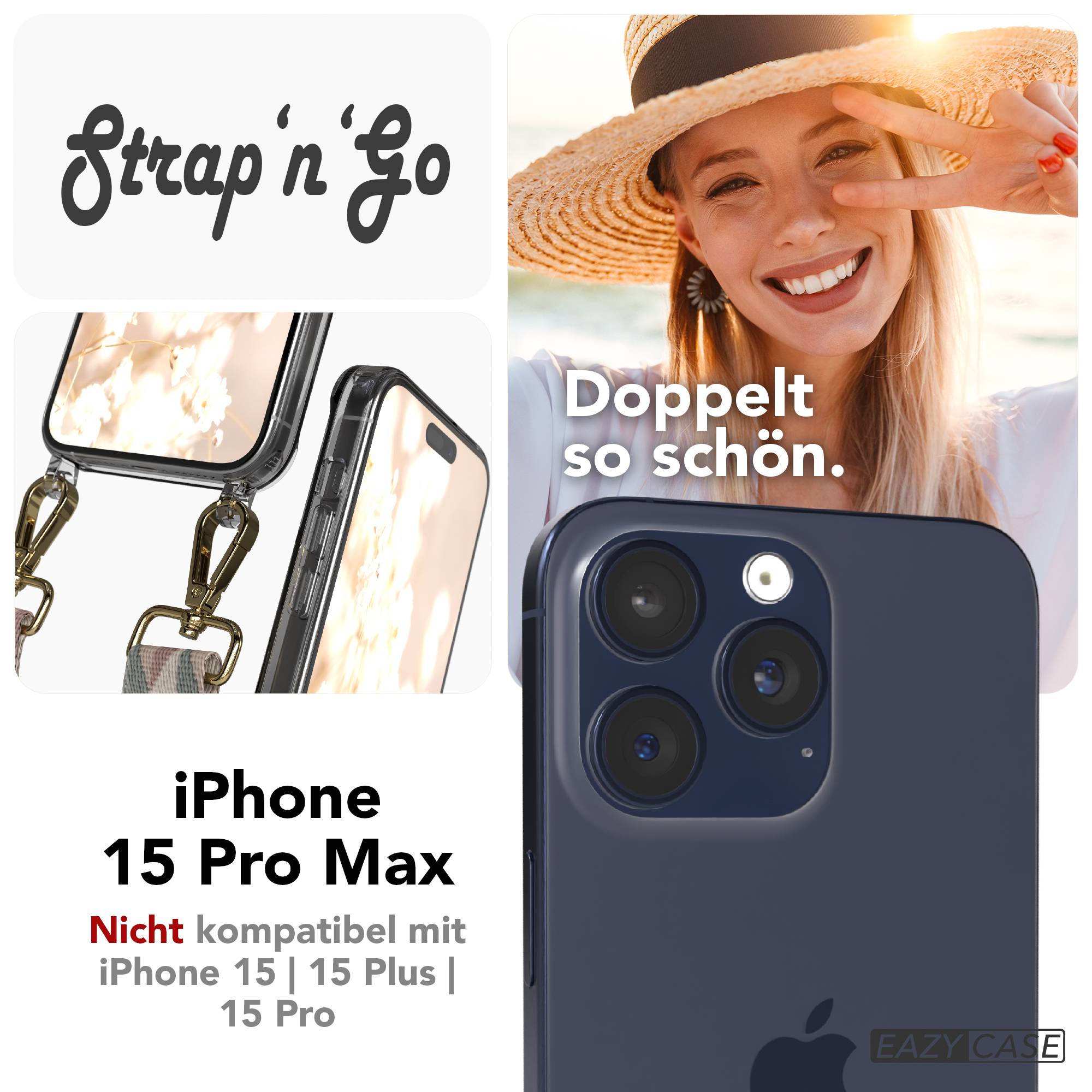 iPhone 15 Pro Max Handykette mit verstellbarem Boho Band Set