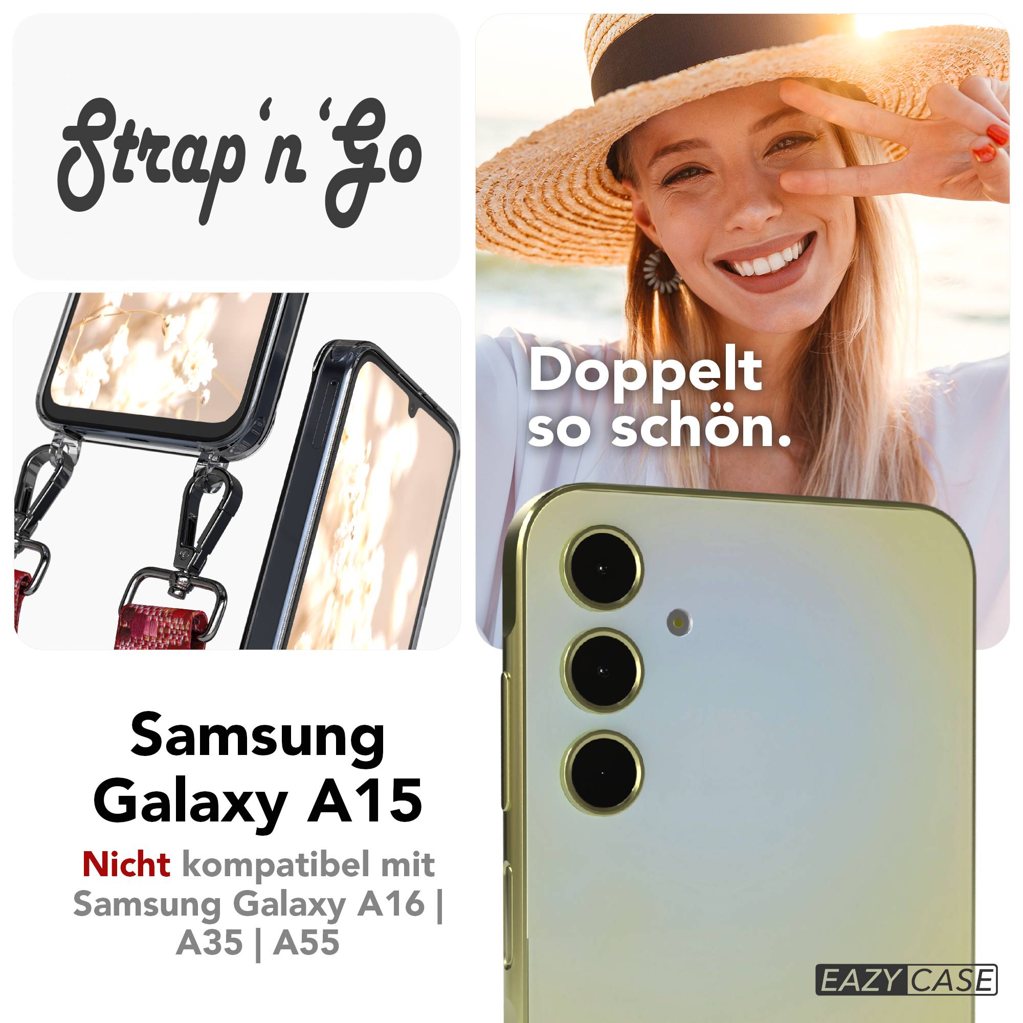 Samsung Galaxy A15 Handykette mit verstellbarem Boho Band zum Umhängen