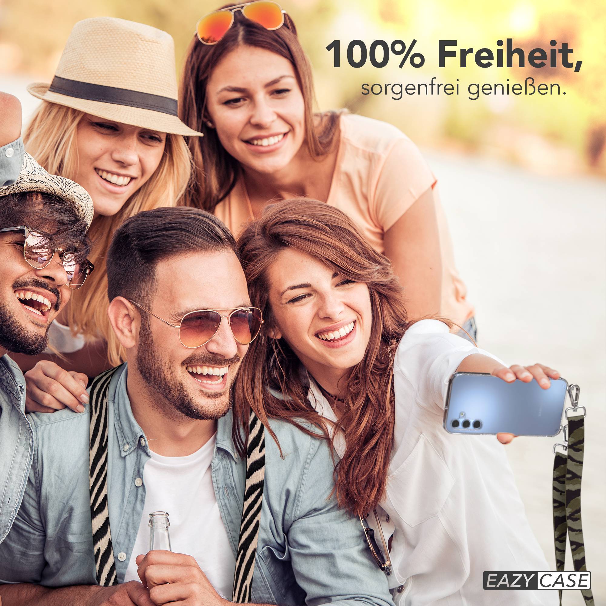 Samsung Galaxy A15 Handykette mit verstellbarem Boho Band zum Umhängen