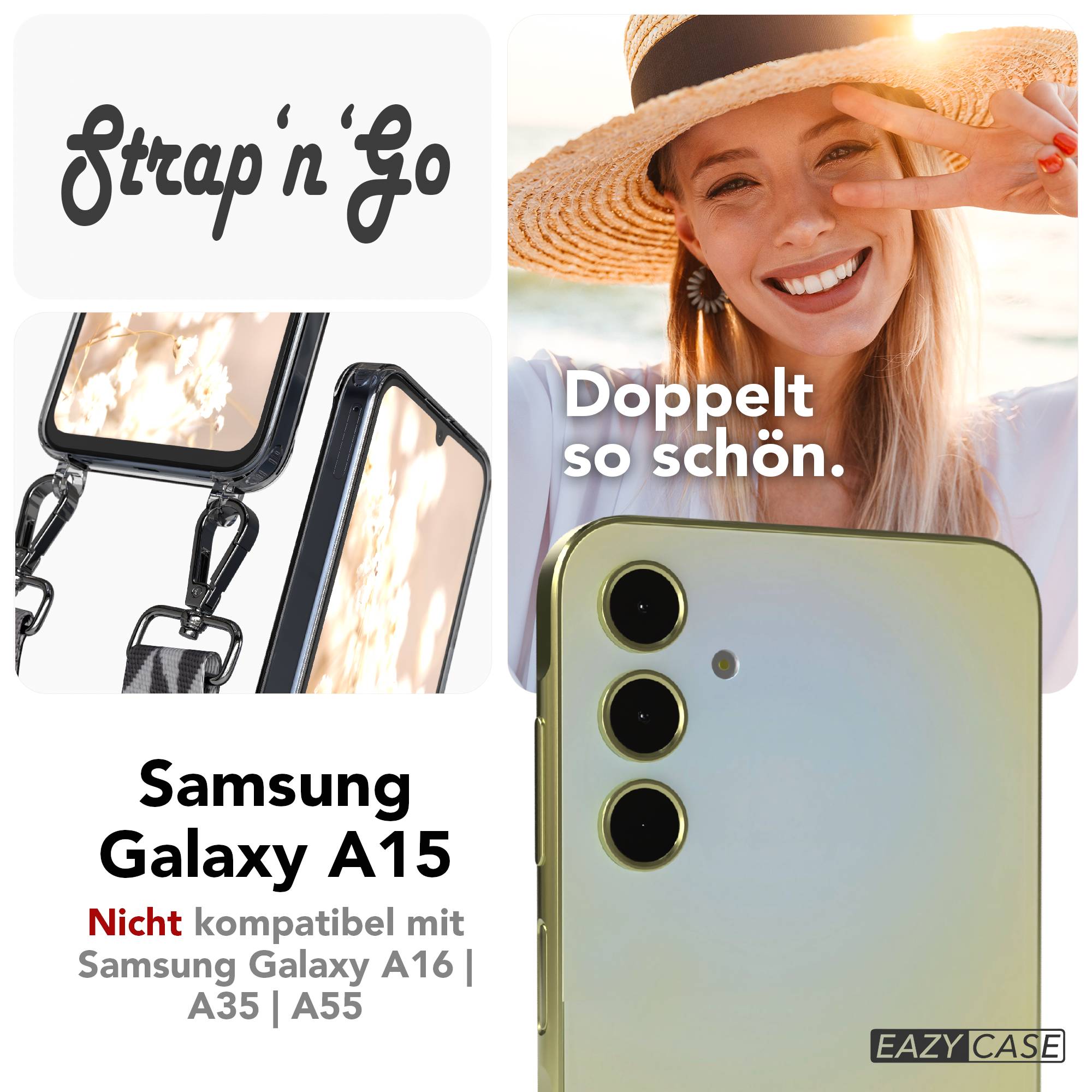 Samsung Galaxy A15 Handykette mit verstellbarem Boho Band zum Umhängen