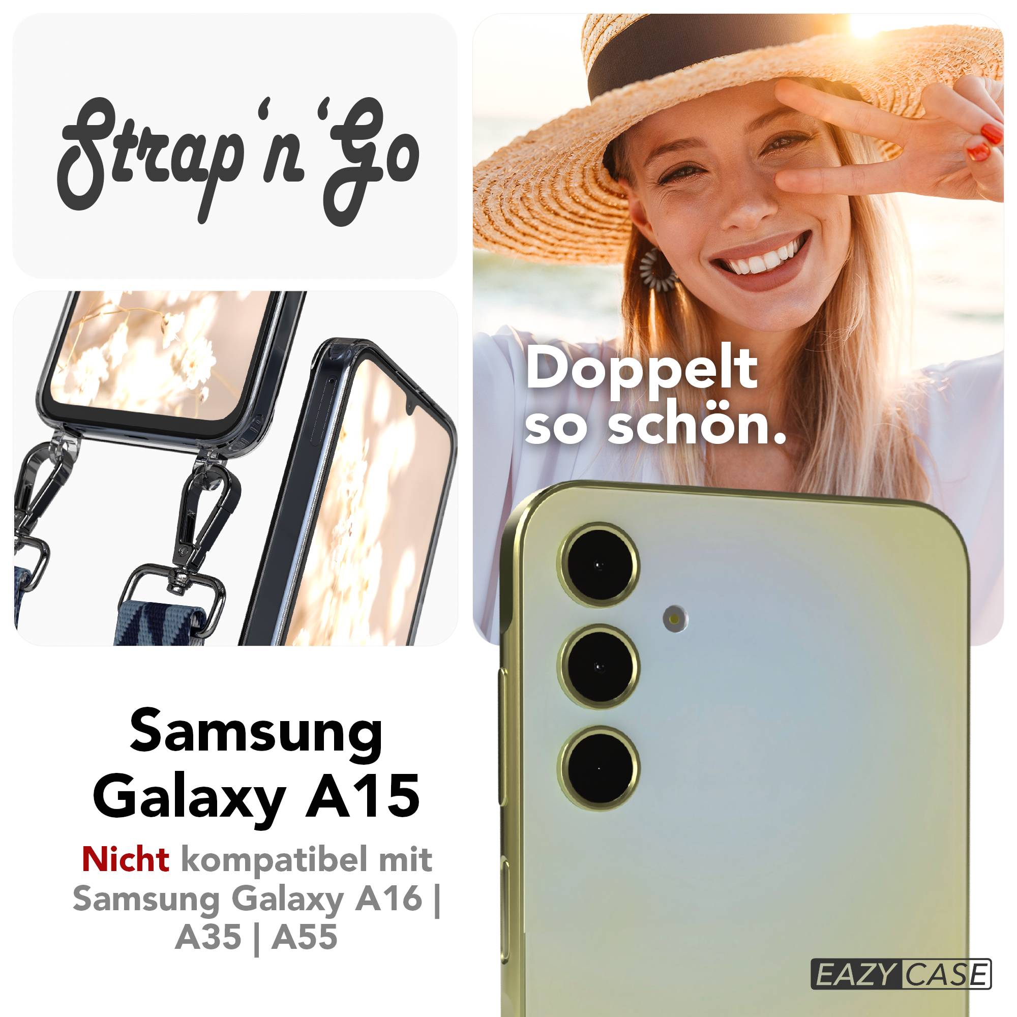 Samsung Galaxy A15 Handykette mit verstellbarem Boho Band zum Umhängen