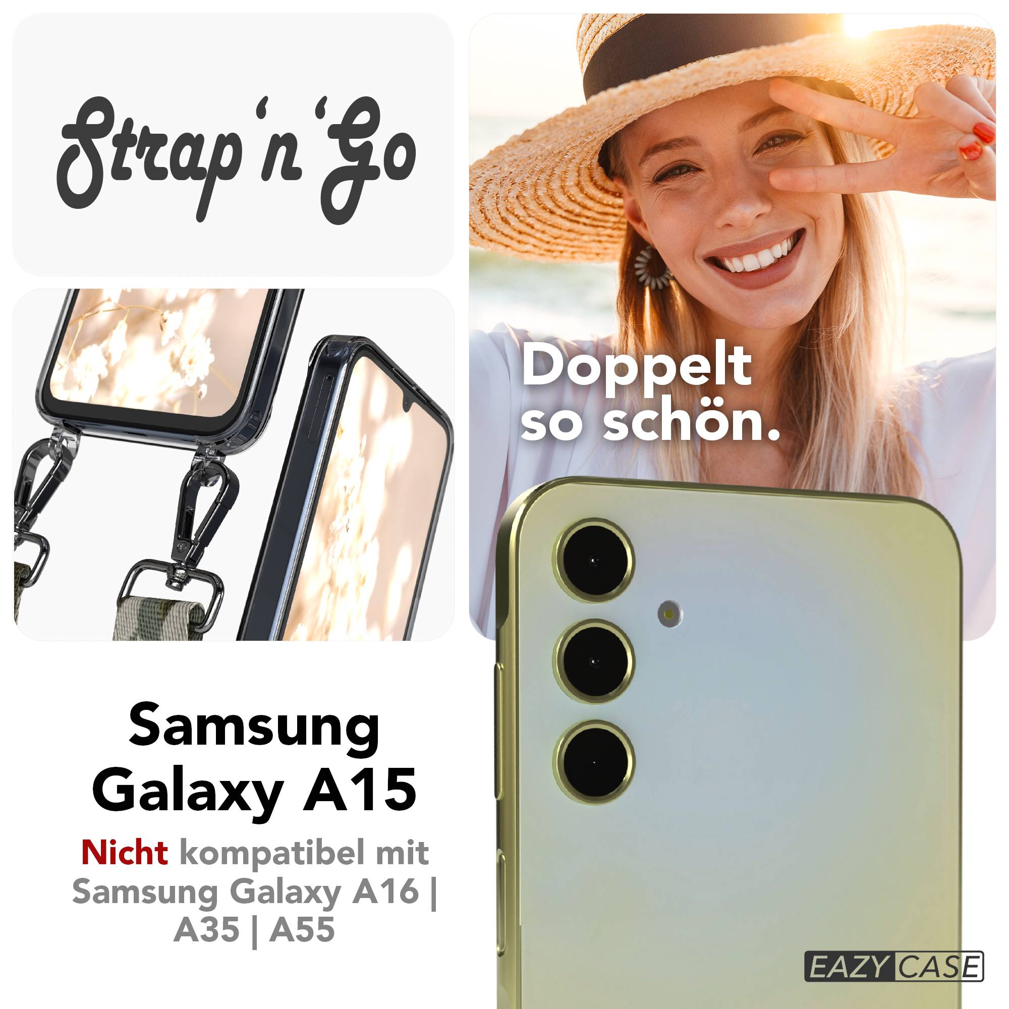 Samsung Galaxy A15 Handykette mit verstellbarem Boho Band zum Umhängen