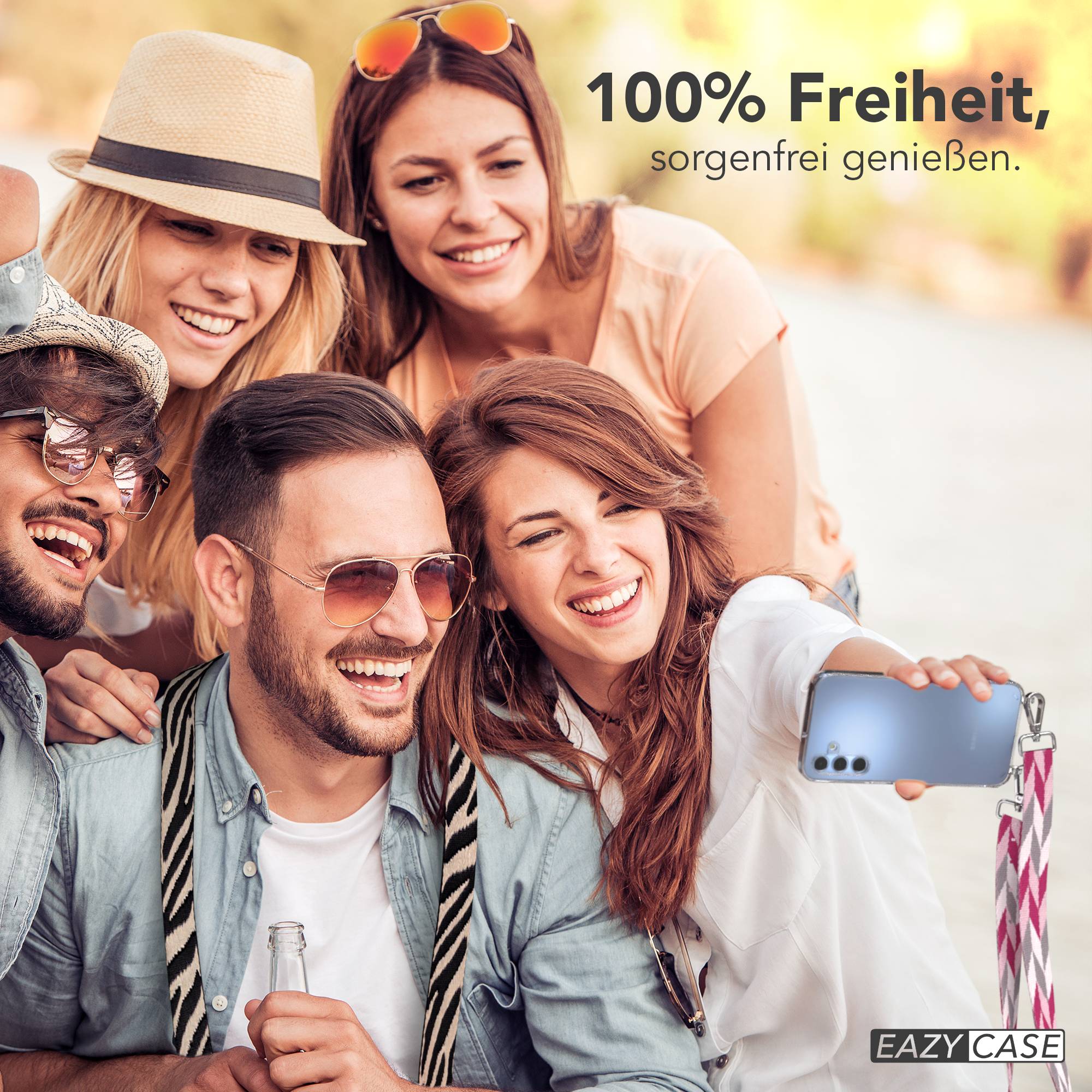 Samsung Galaxy A15 Handykette mit verstellbarem Boho Band zum Umhängen