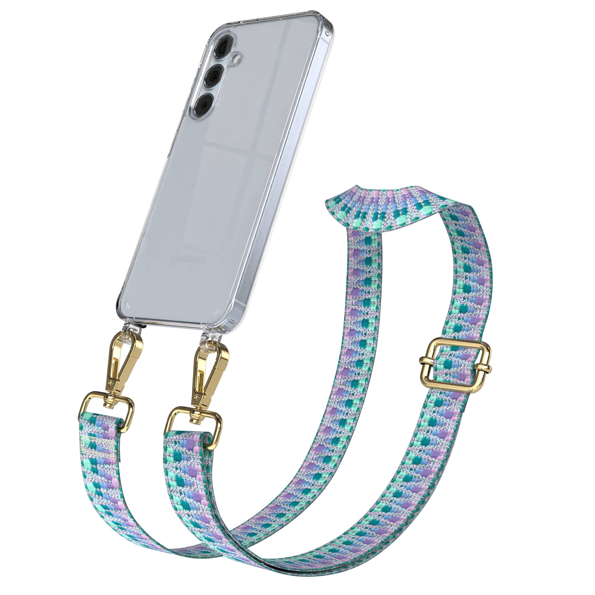 Samsung Galaxy A55 Handykette mit Boho Band und verstellbarem Riemen