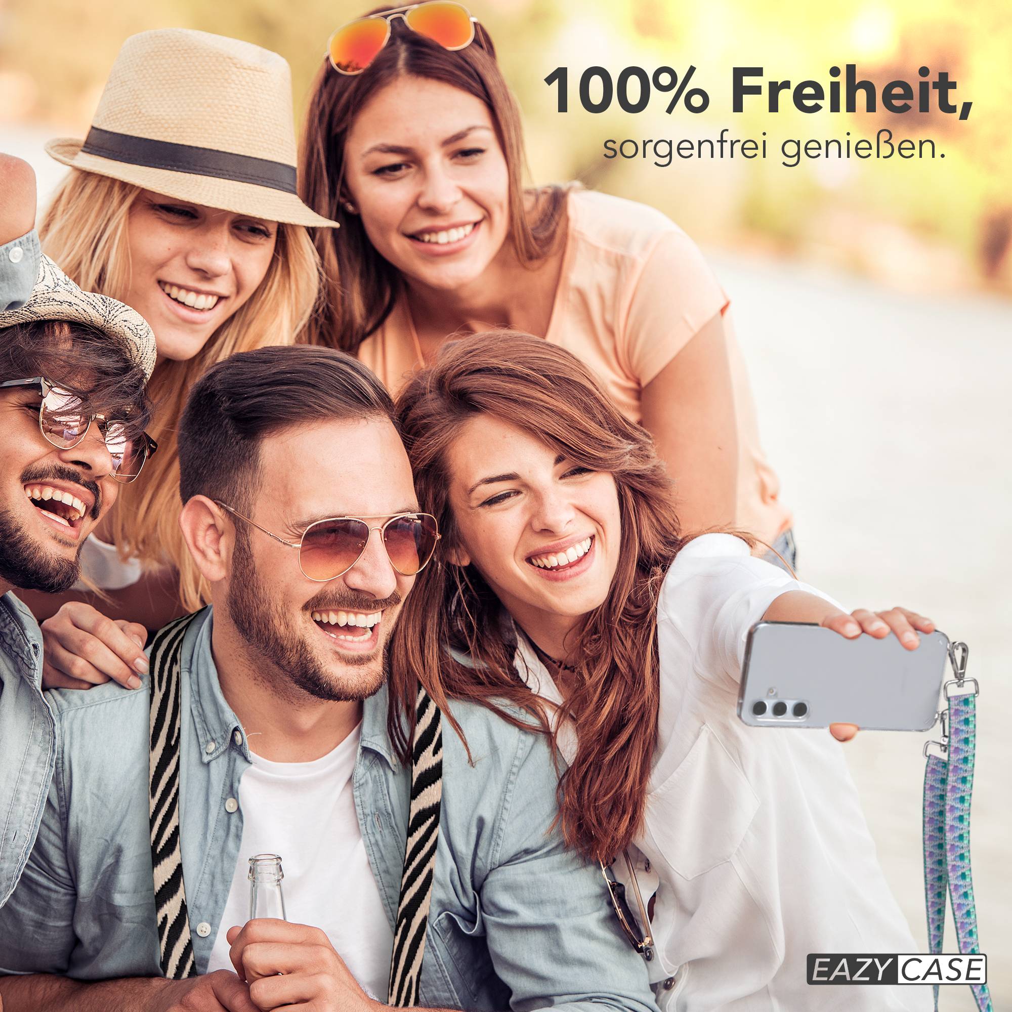 Samsung Galaxy A55 Handykette mit Boho Band und verstellbarem Riemen