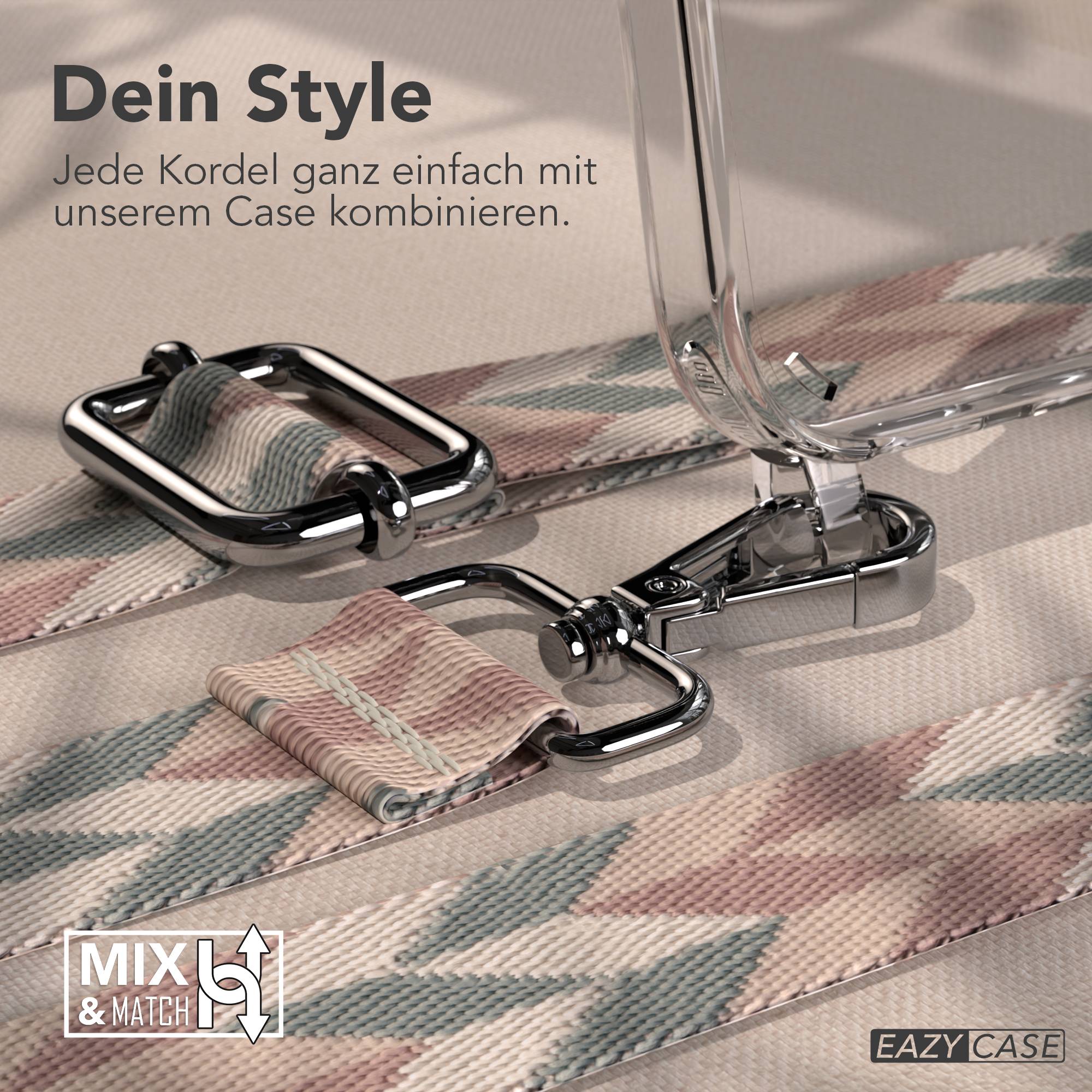iPhone 16 Handykette mit verstellbarem Boho Band und Metallapplikationen