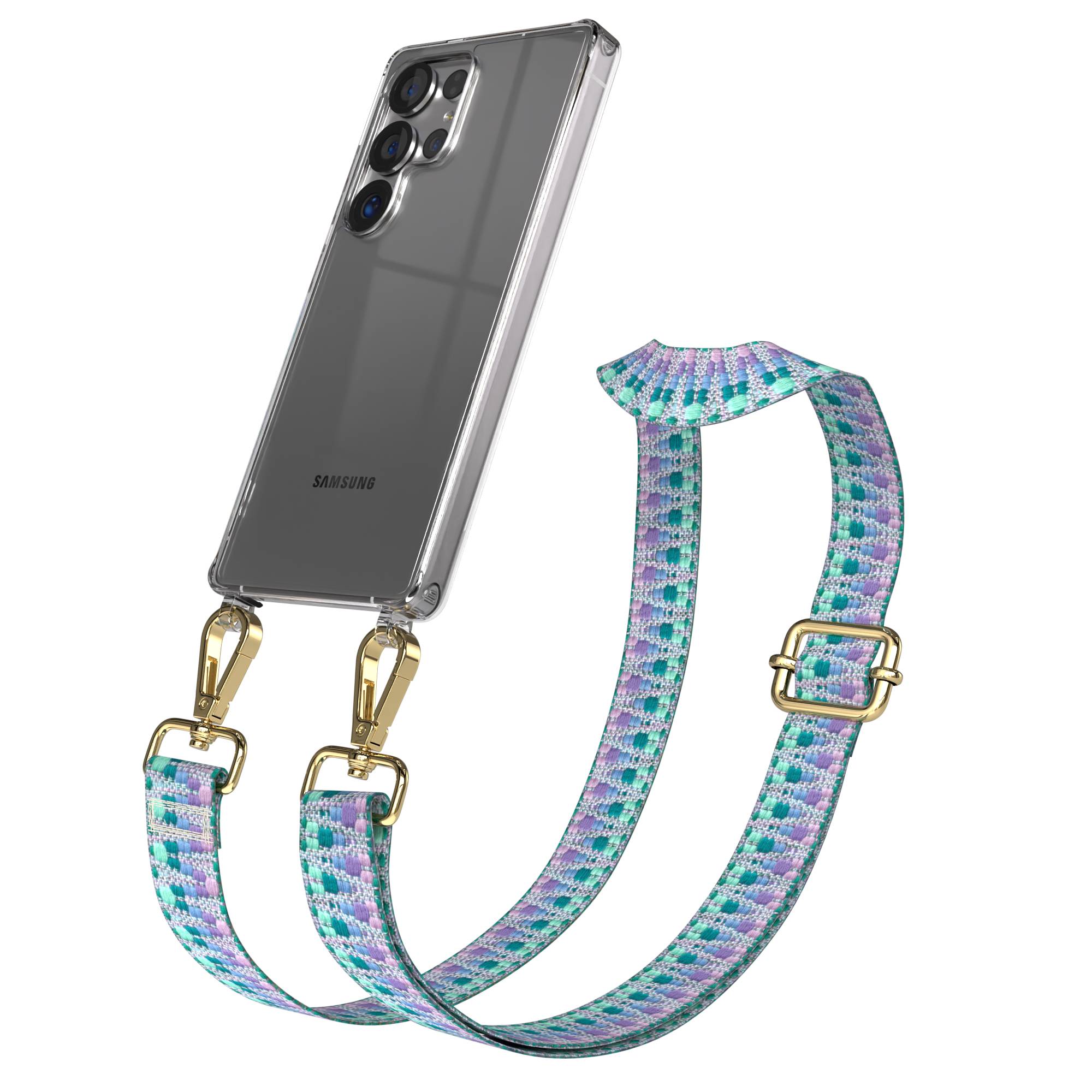 Samsung Galaxy S25 Ultra Handykette mit verstellbarem Boho Trageriemen Set