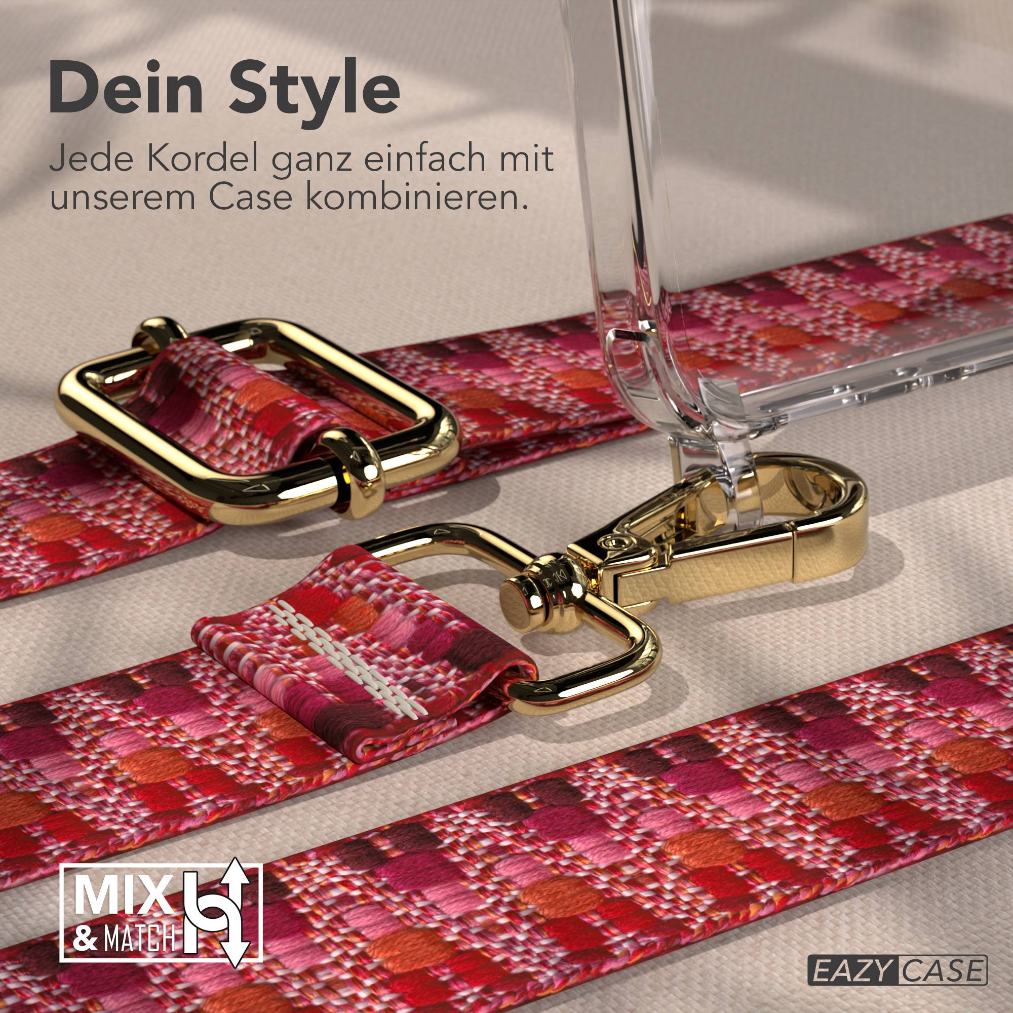 Samsung Galaxy A36 Handykette mit Boho Band verstellbar #farbe_beere-metallfarbe-gold