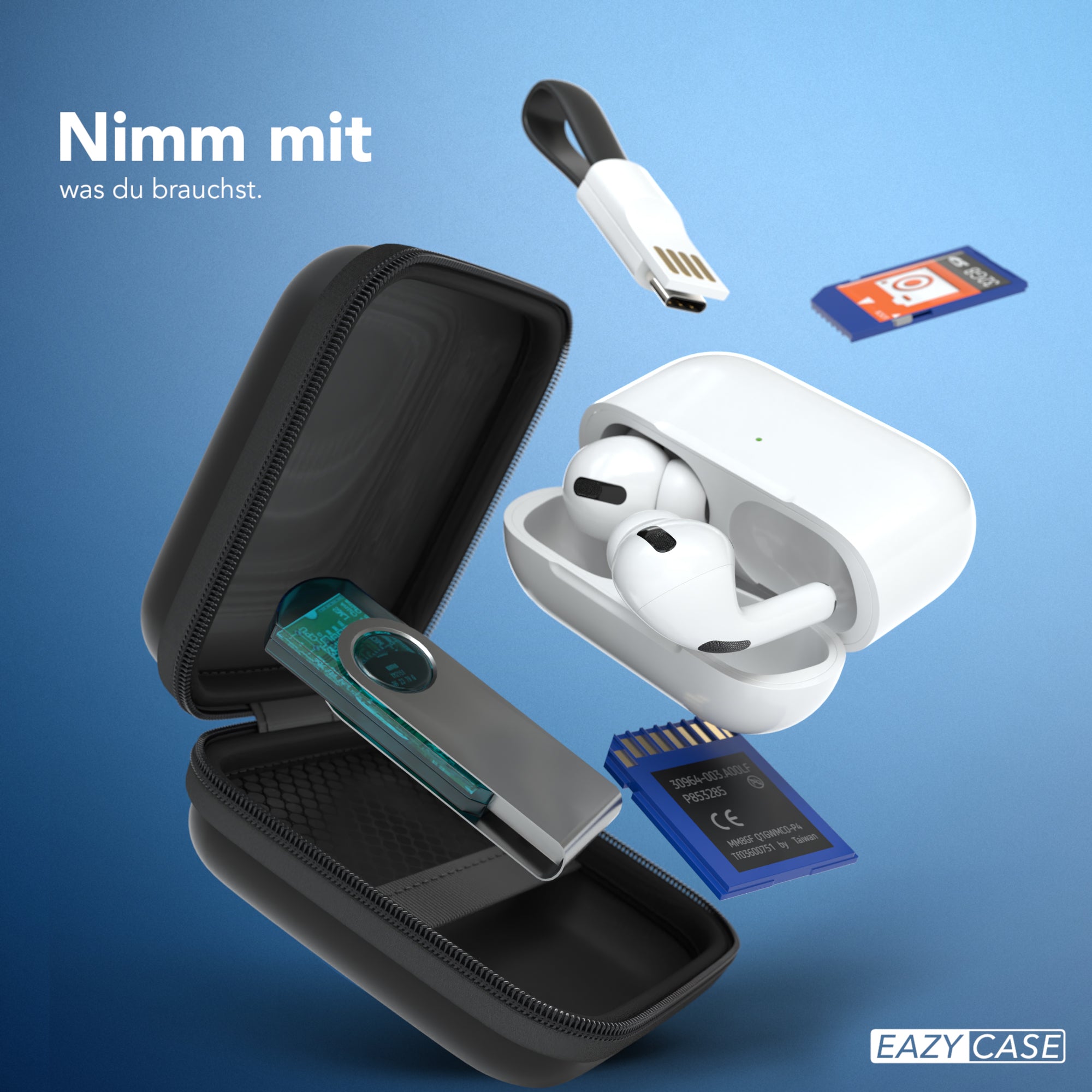 Universal Tasche für In-Ear Kopfhörer mit Netzfach