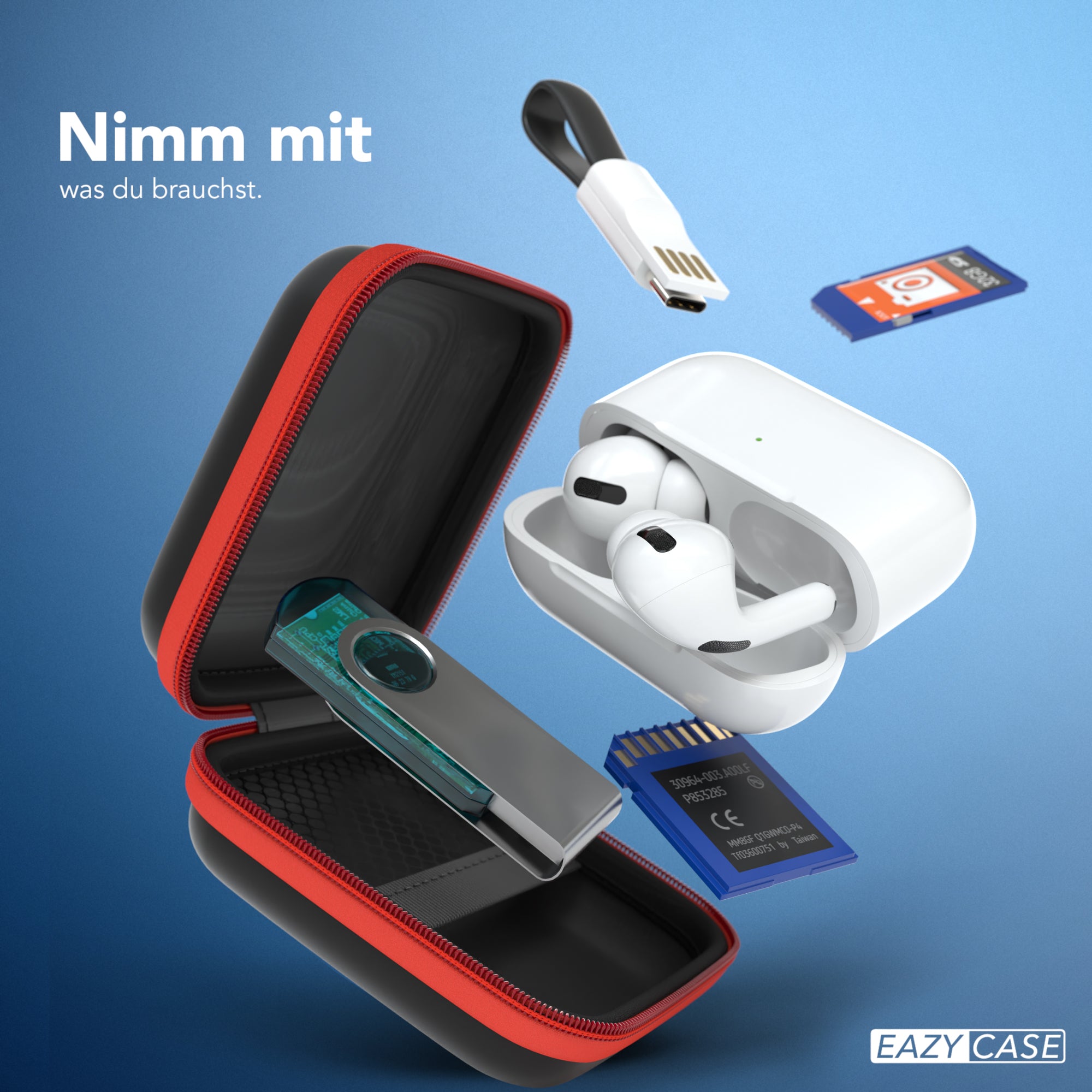 Universal Tasche für In-Ear Kopfhörer mit Netzfach