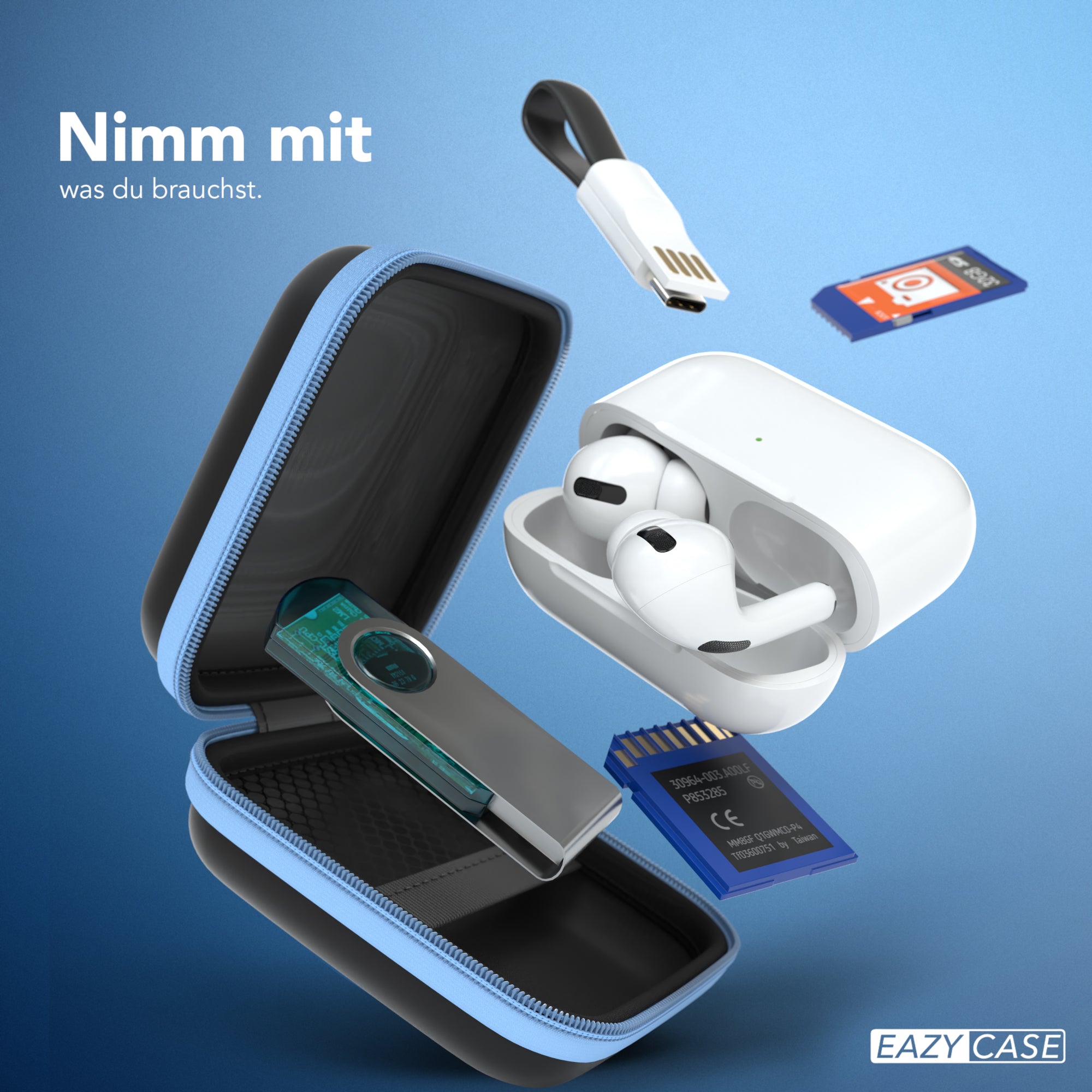 Universal Tasche für In-Ear Kopfhörer mit Netzfach