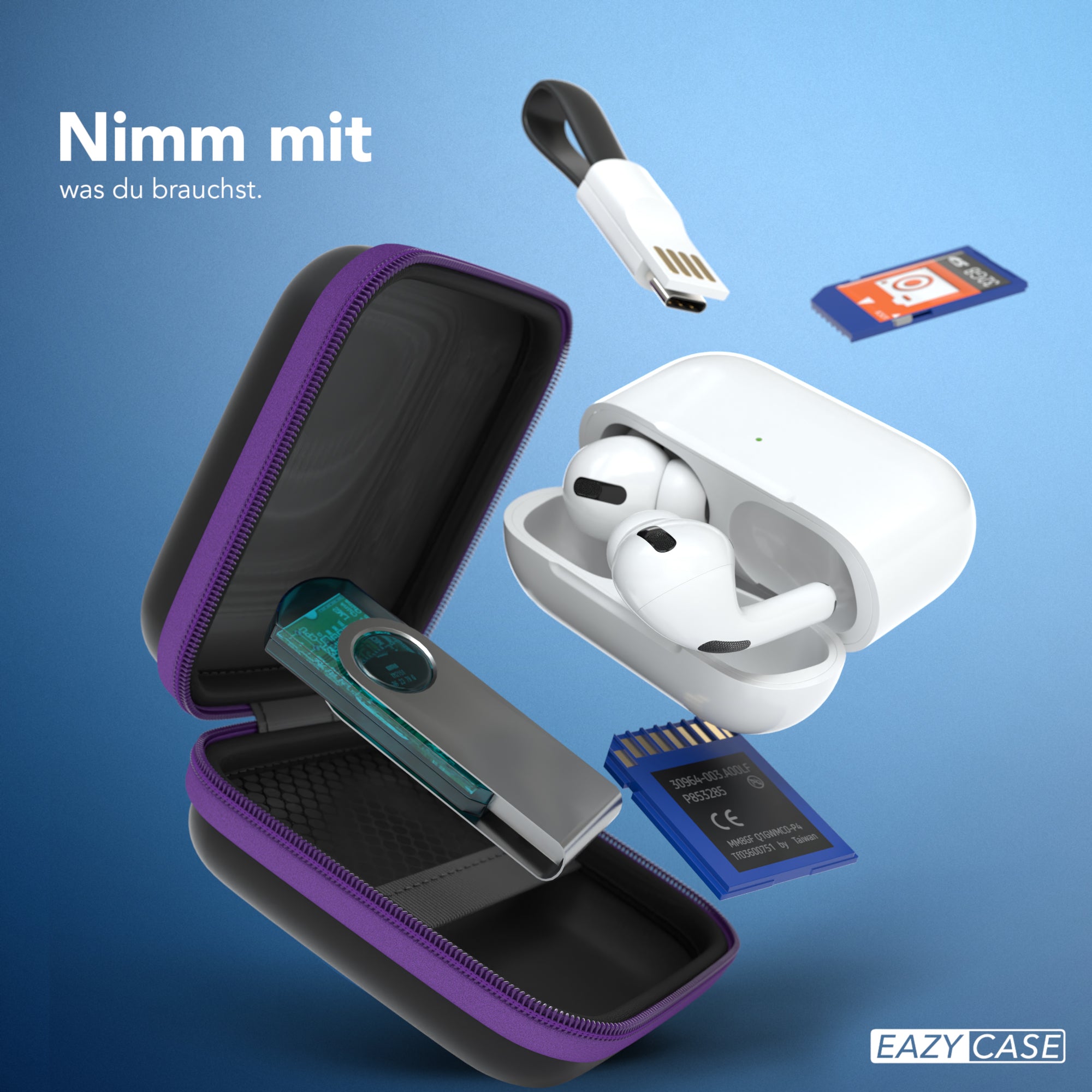 Universal Tasche für In-Ear Kopfhörer mit Netzfach