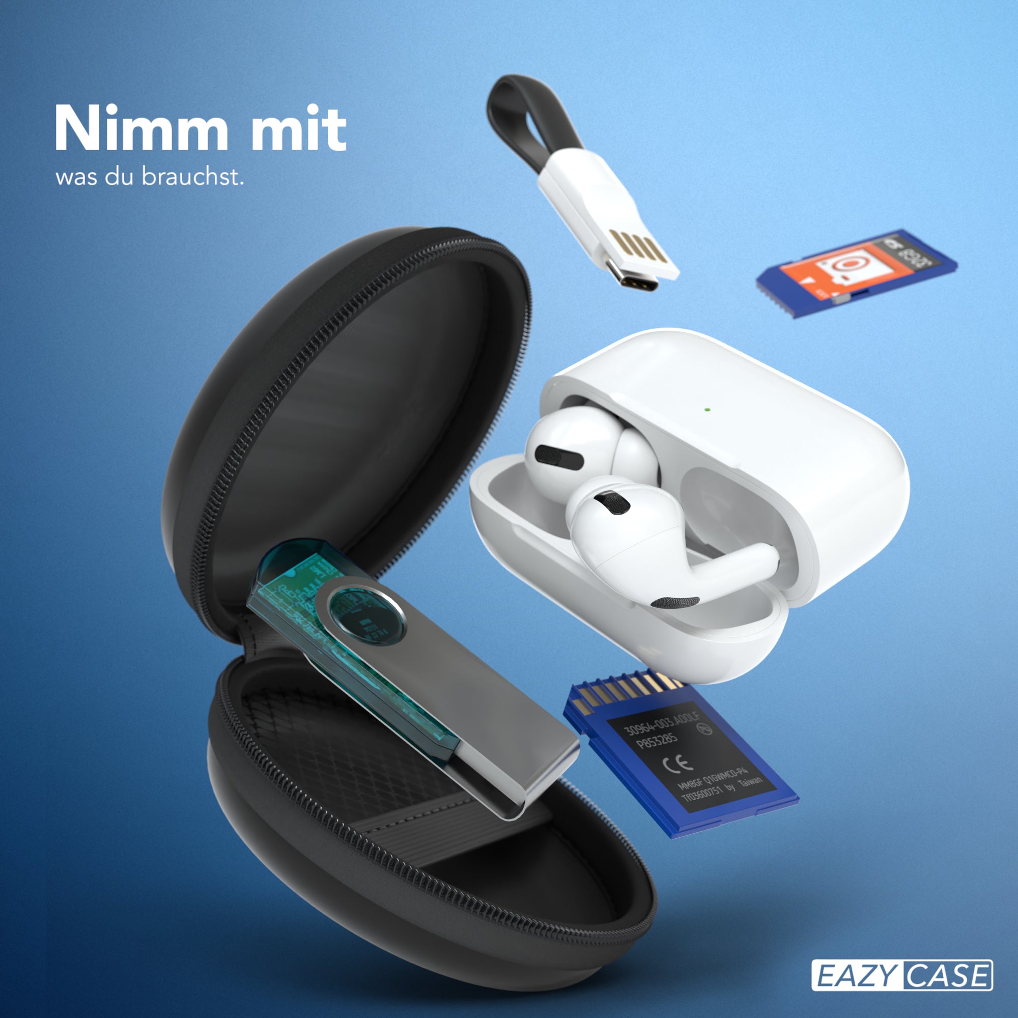 Universal Tasche für In-Ear Kopfhörer mit Netzfach