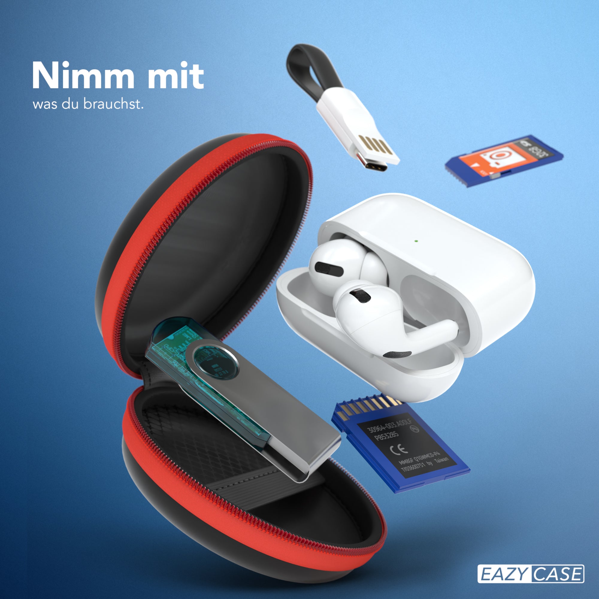 Universal Tasche für In-Ear Kopfhörer mit Netzfach