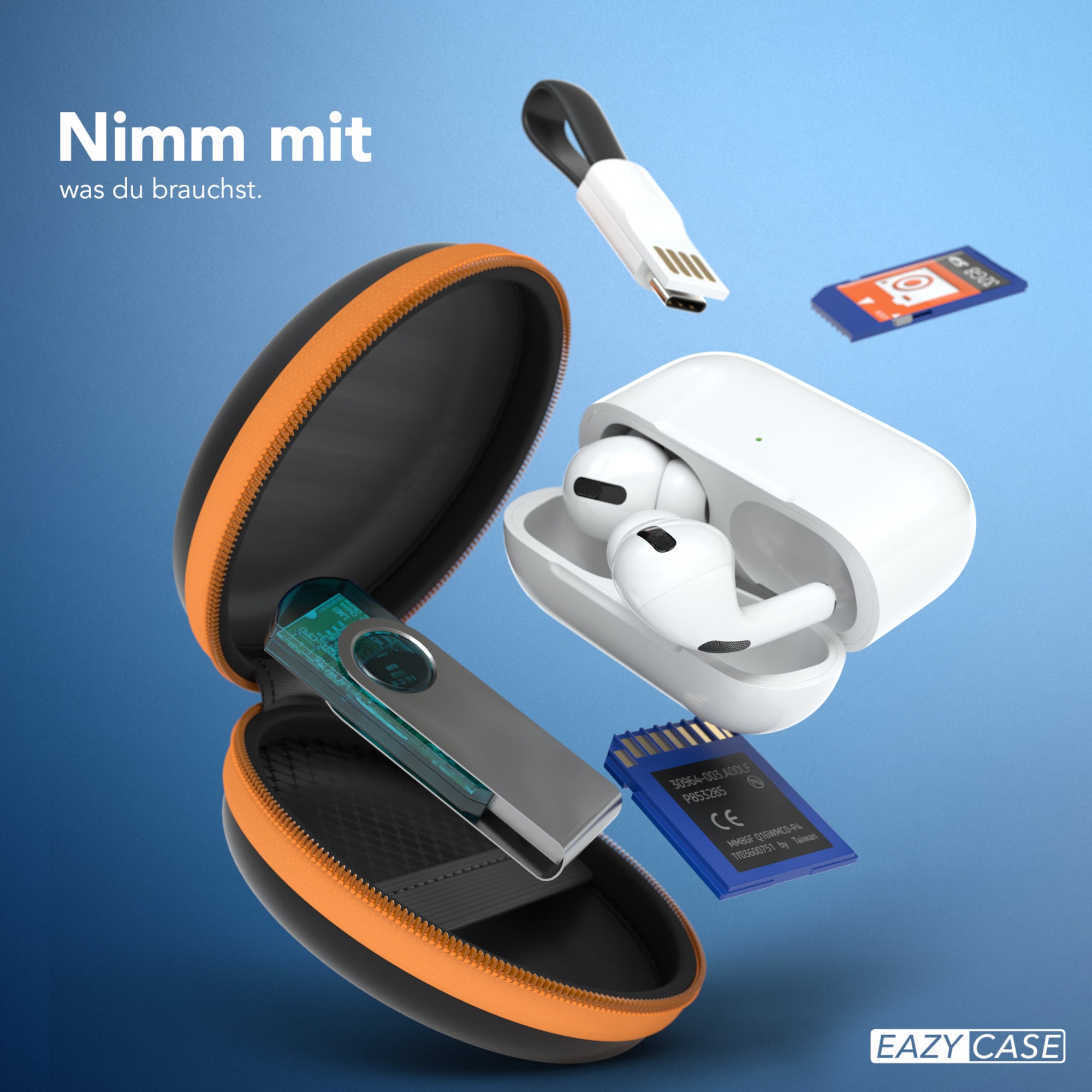 Universal Tasche für In-Ear Kopfhörer mit Netzfach