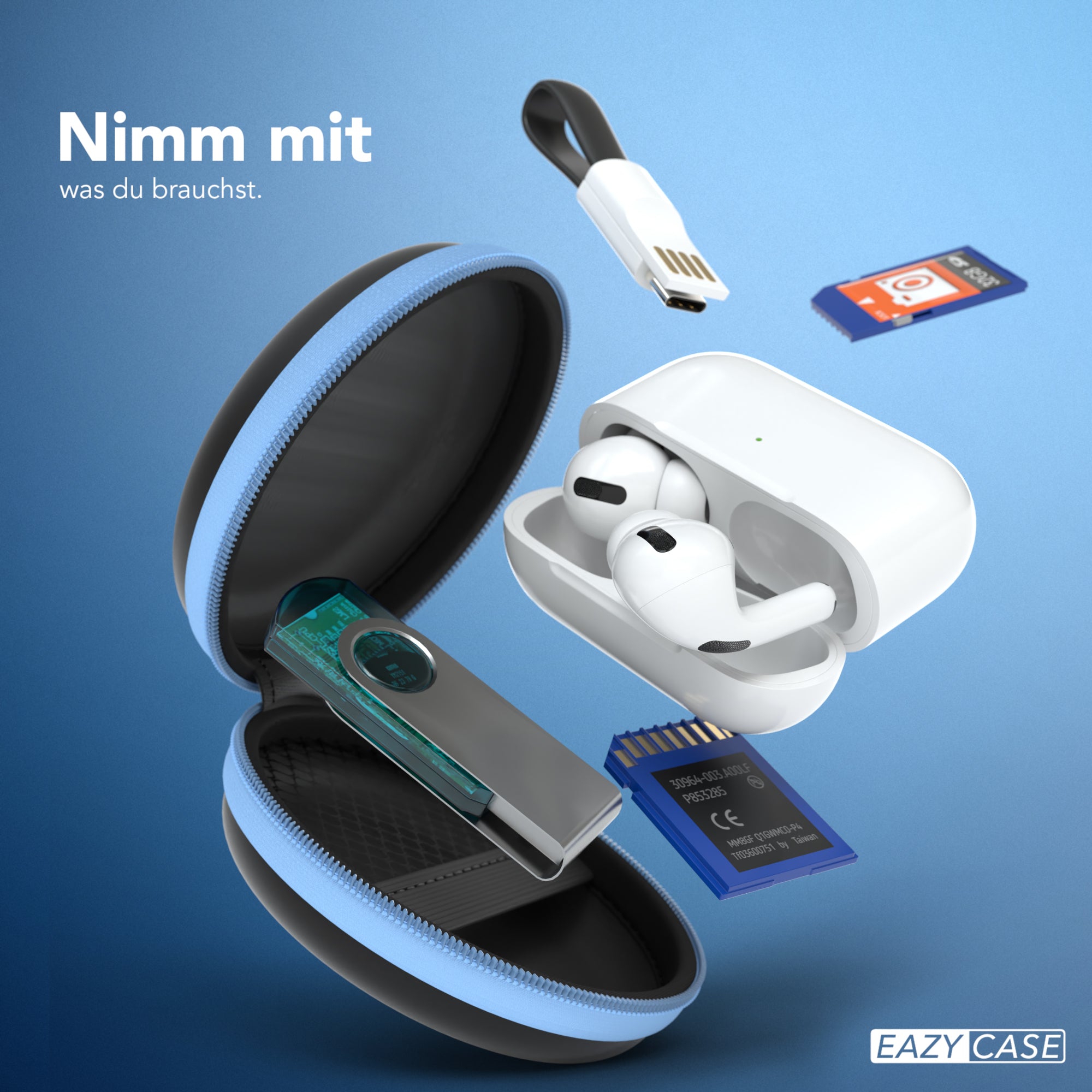 Universal Tasche für In-Ear Kopfhörer mit Netzfach