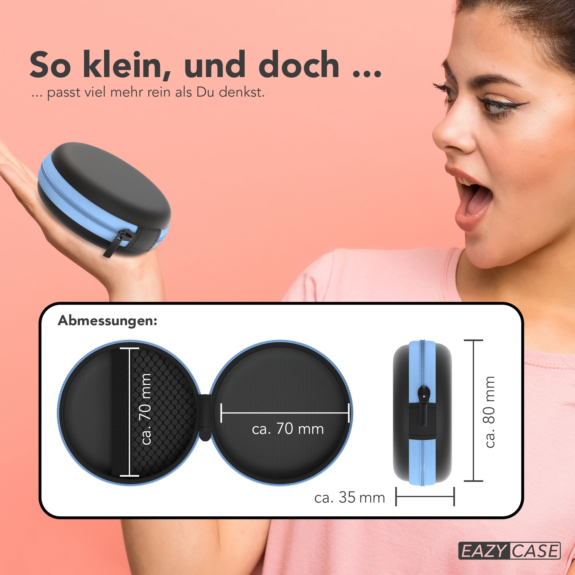 Universal Tasche für In-Ear Kopfhörer mit Netzfach
