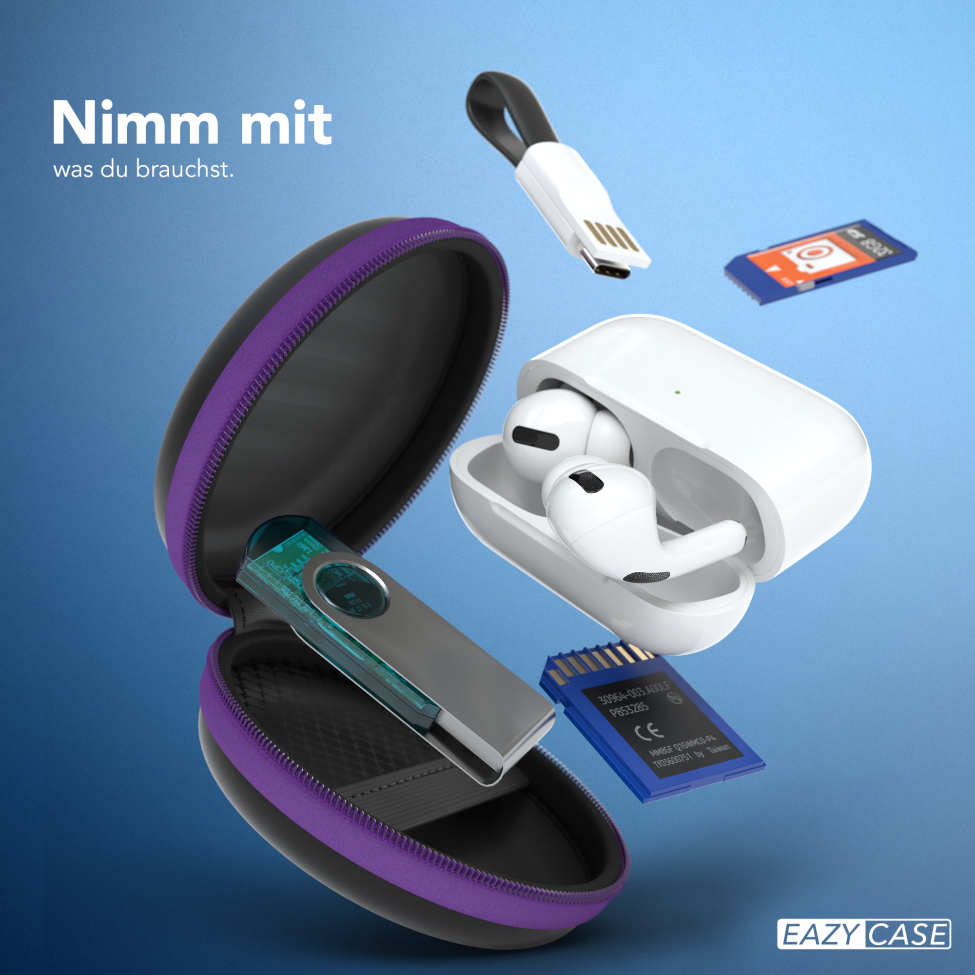 Universal Tasche für In-Ear Kopfhörer mit Netzfach