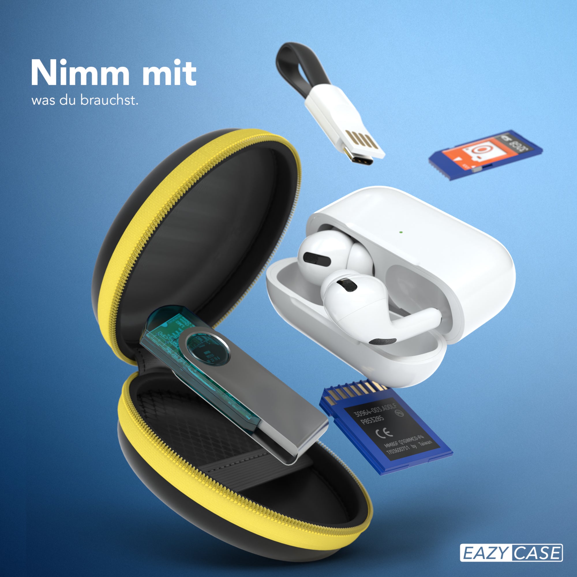 Universal Tasche für In-Ear Kopfhörer mit Netzfach