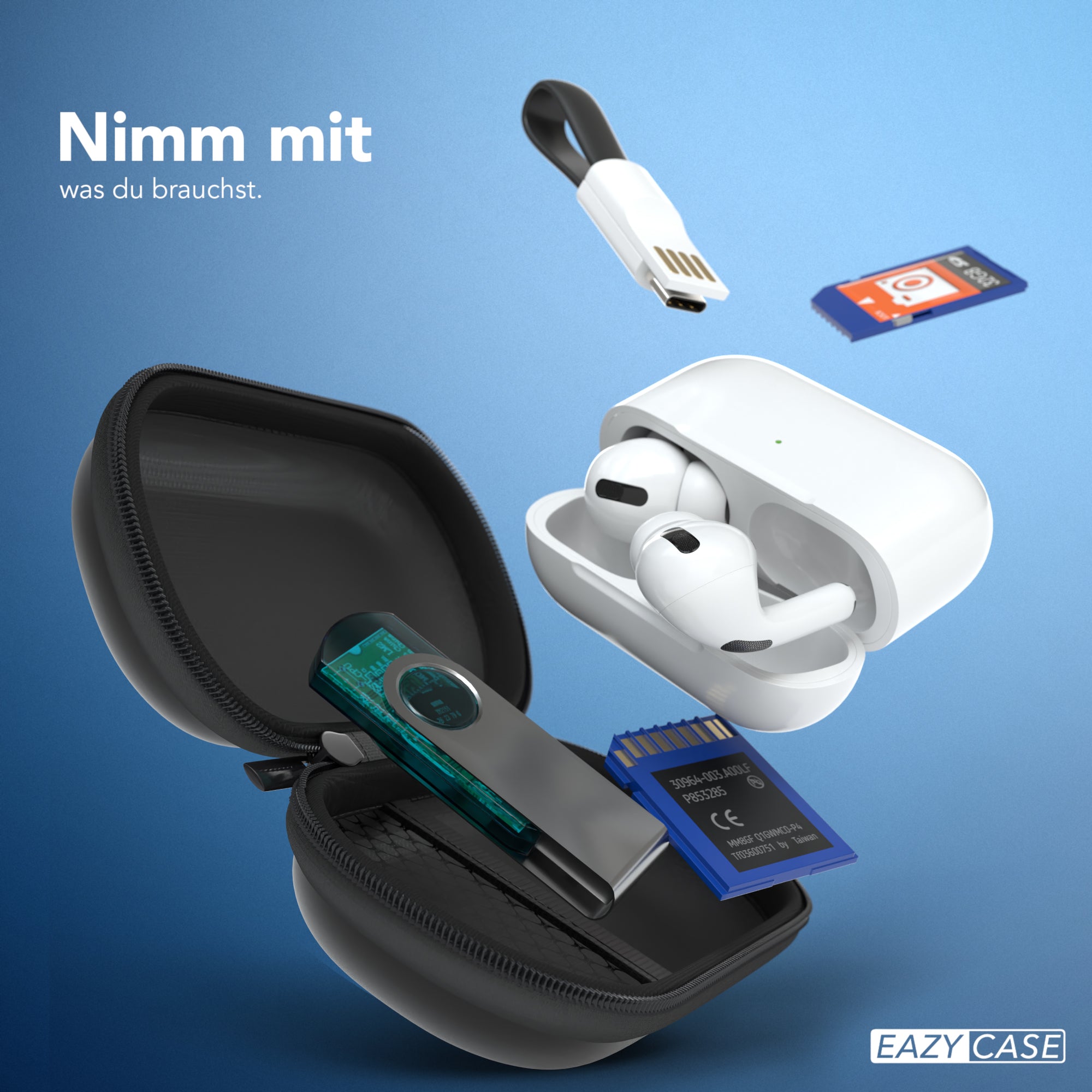 Universal Tasche für In-Ear Kopfhörer mit Netzfach